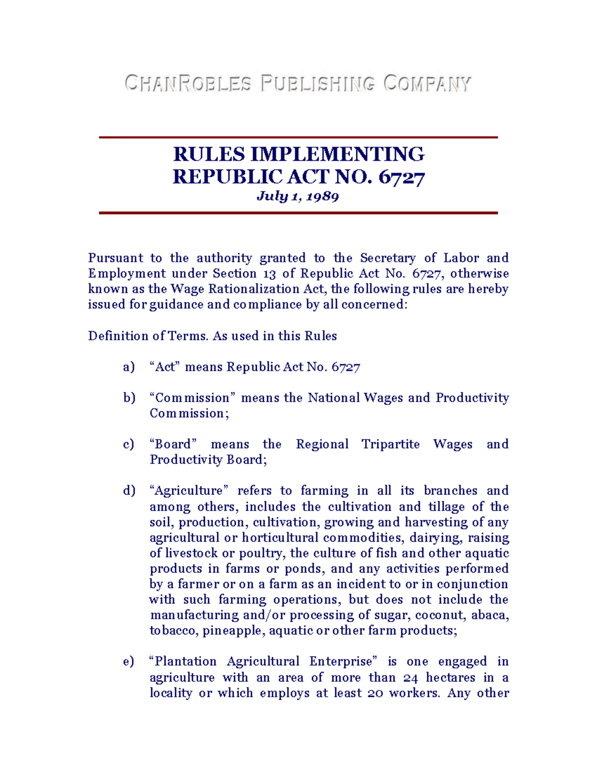 IRR of RA 6727: Implementing Rules for Wage Rationalization Act - Studocu