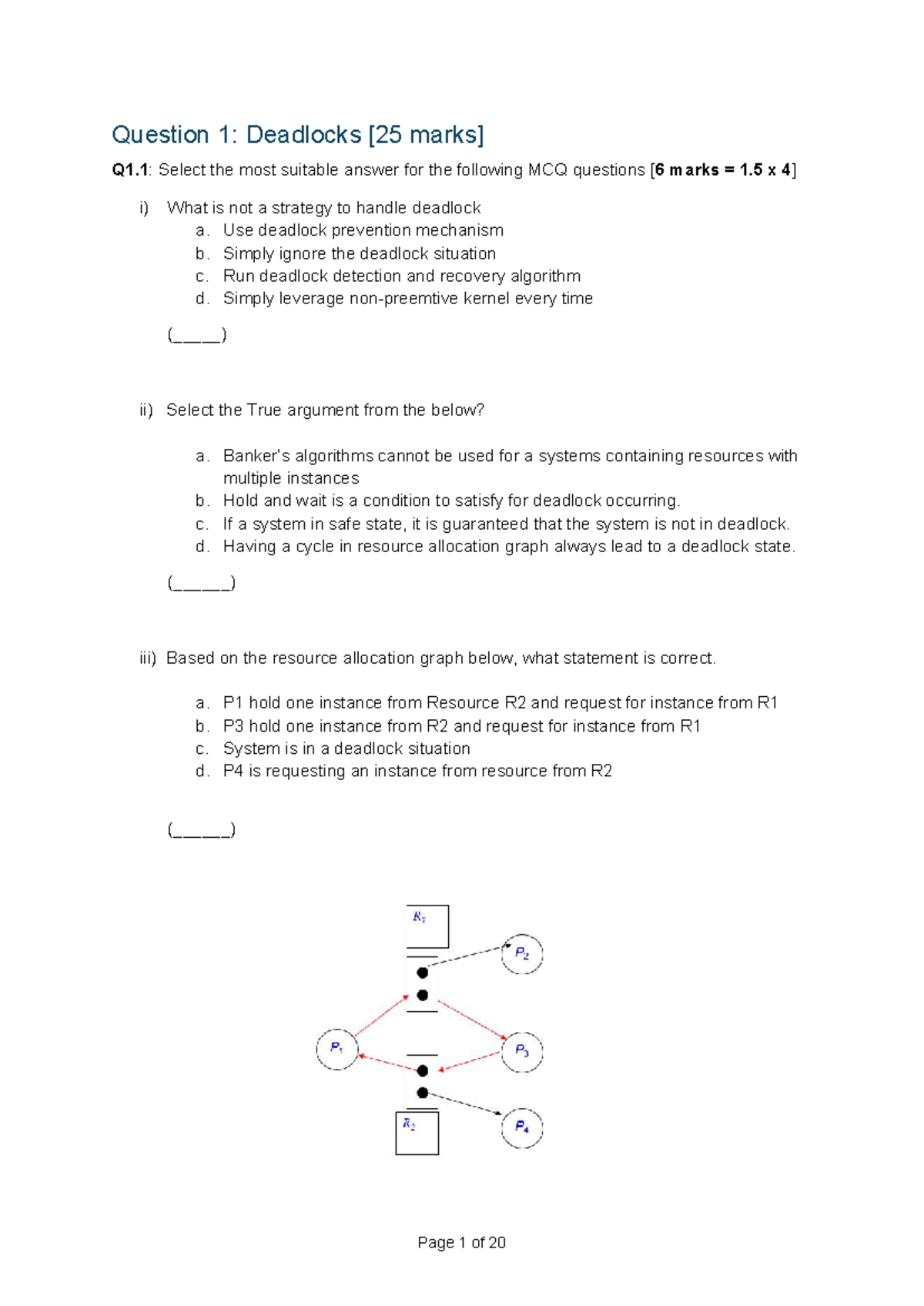 CS101 Final Exam: Deadlocks & Memory Management - Studocu