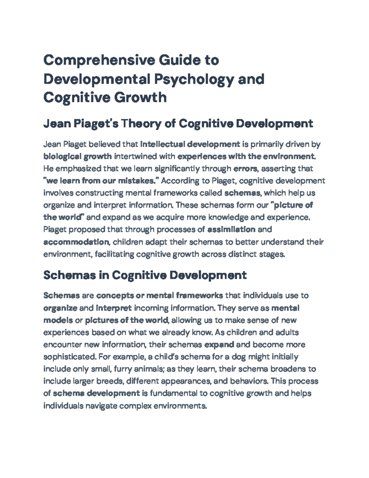 Comprehensive Overview of Developmental Psychology Concepts (PSY 101 ...