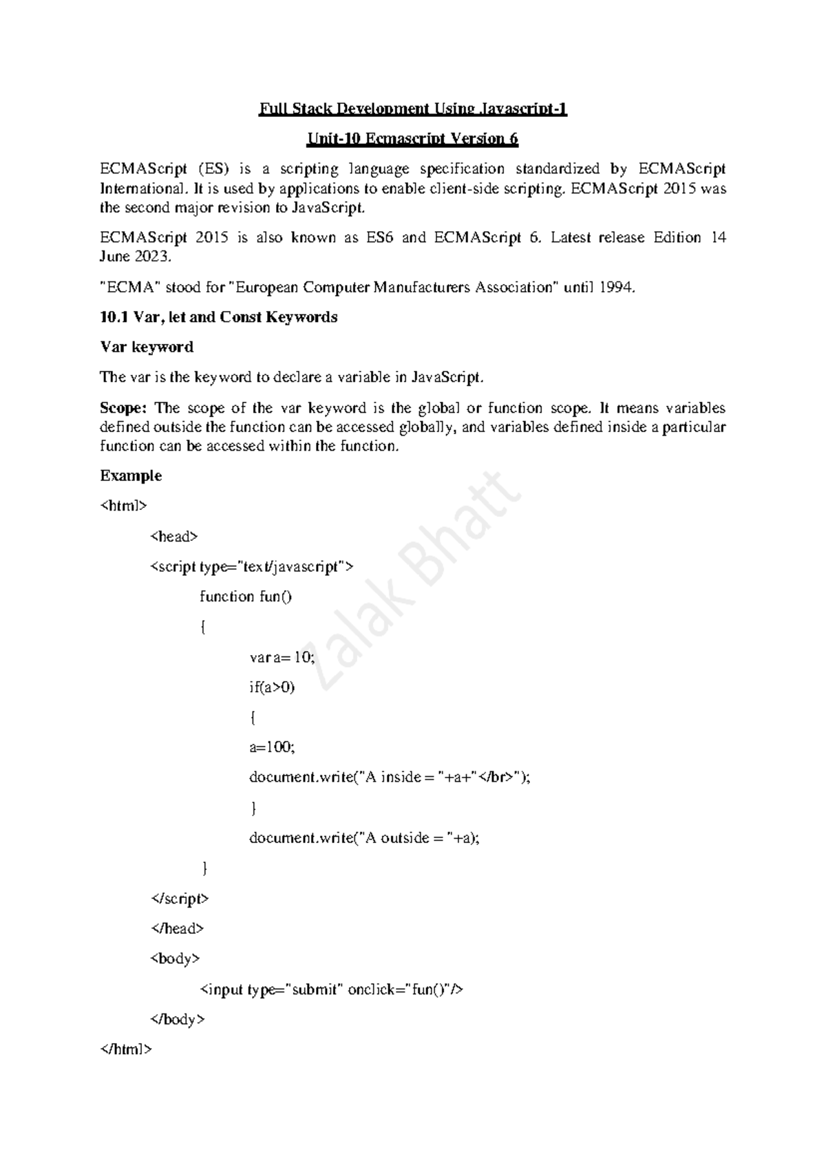 Chapter 10: Full Stack Dev with ECMAScript 6 (FSD-I) - Studocu