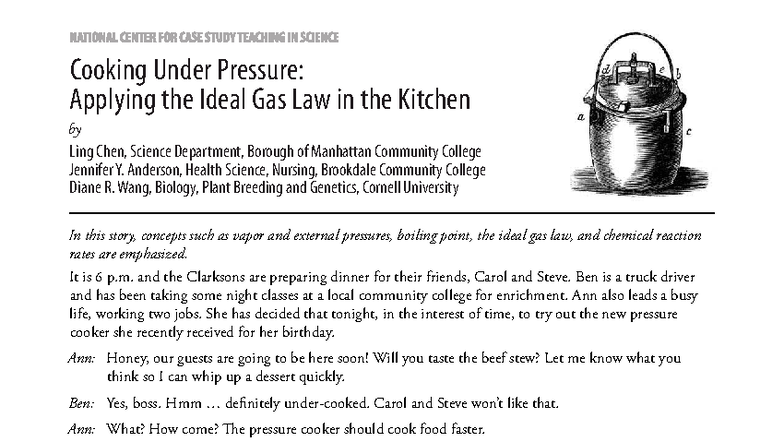 Pressure Cooking: Understanding the Ideal Gas Law in the Kitchen - Studocu