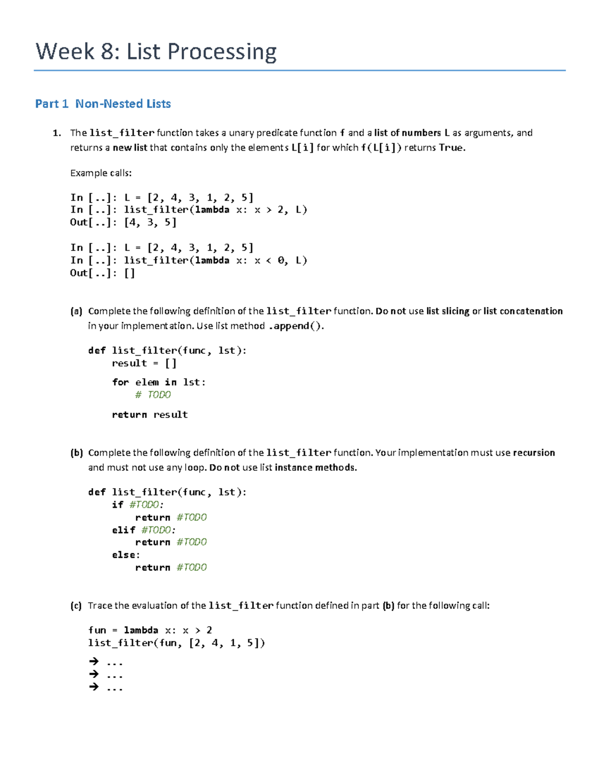 AY25 26S1 Week 08: List Processing & list_filter Function - Studocu