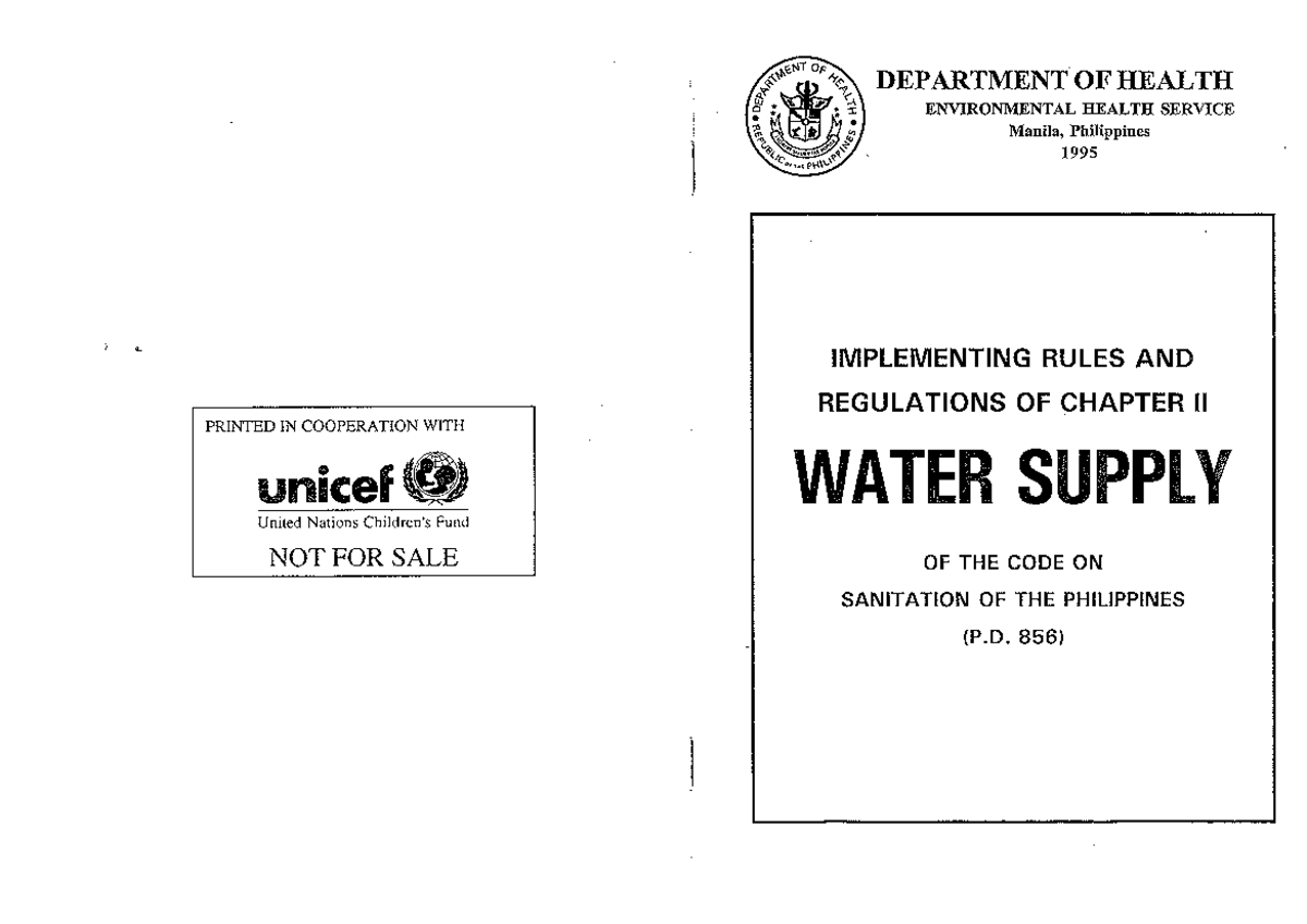 Implementing Rules and Regulations of Water Supply (P.D. 856) - Studocu