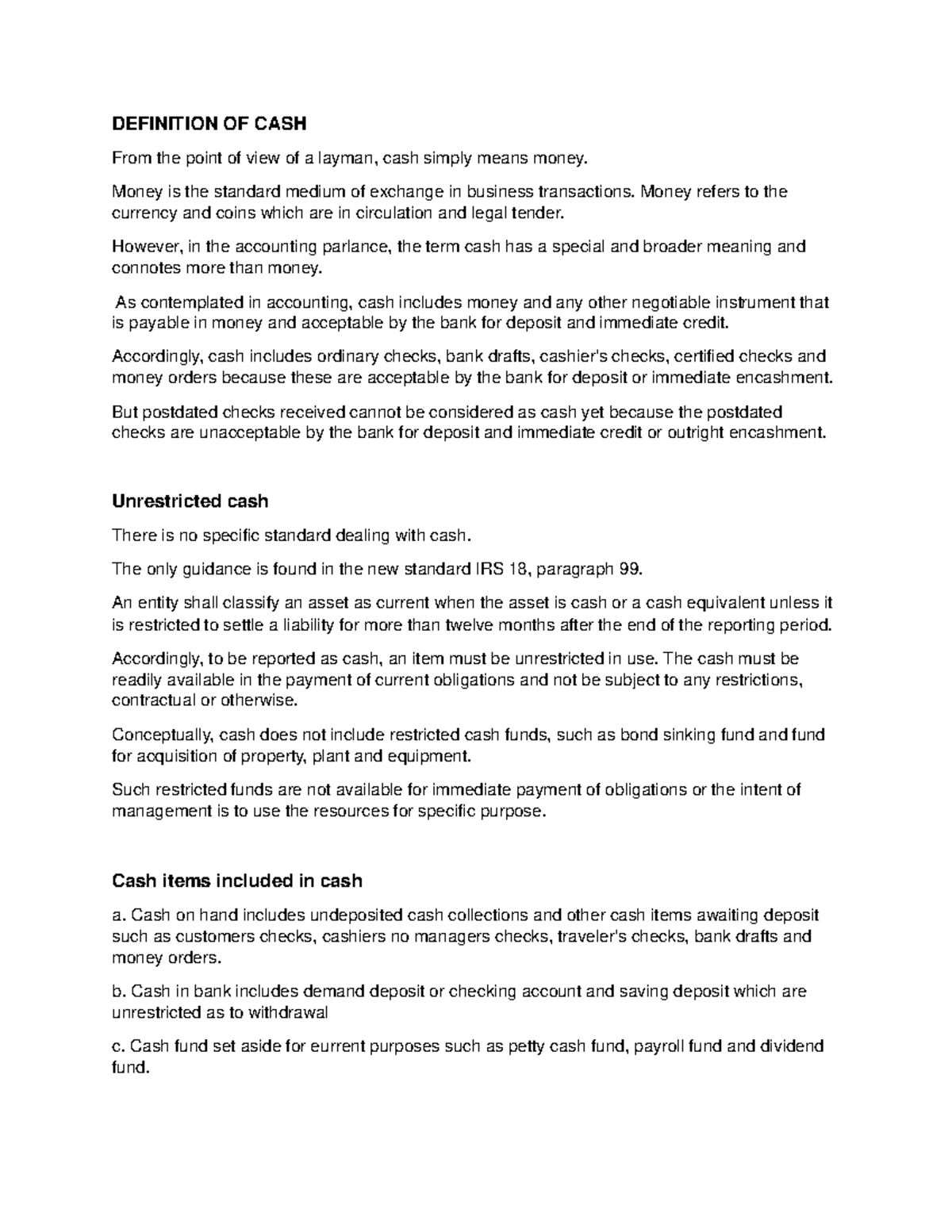 Chapter 1 IA vol 1 - Pdf file for IA1 - DEFINITION OF CASH From the ...
