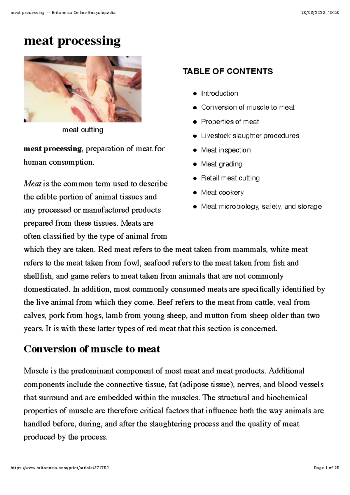 Meat Processing: A Comprehensive Overview of Muscle to Meat Transition ...