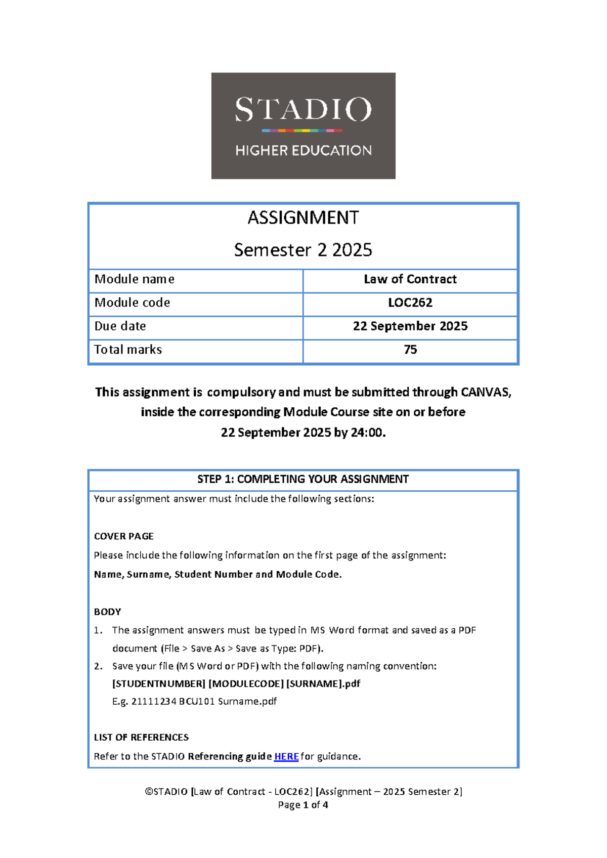 LOC262 2025 Semester 2 Assignment Guidelines and Questions - Studocu