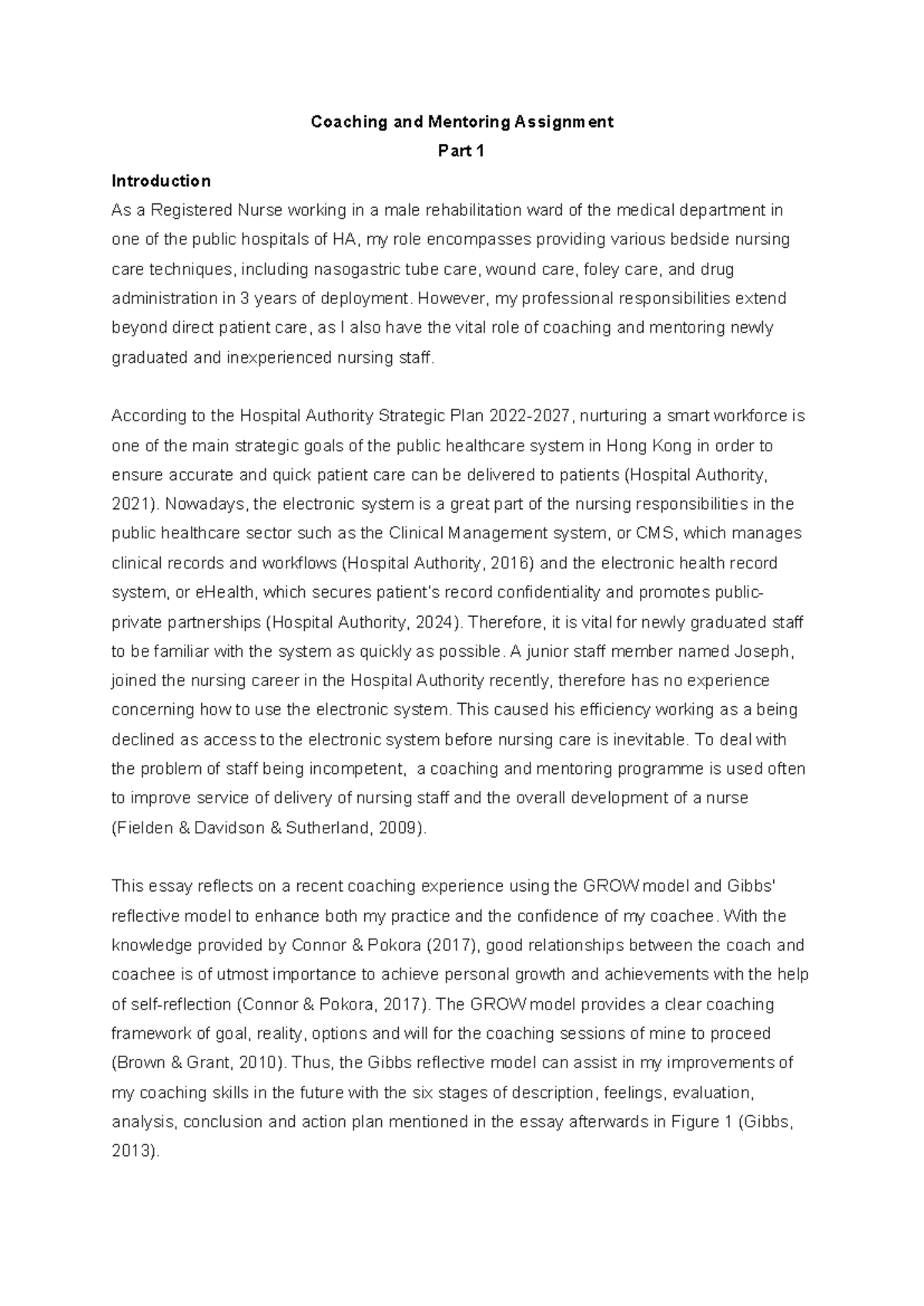 MSJ23020 Coaching and Mentoring Assignment: Reflective Analysis of GROW ...