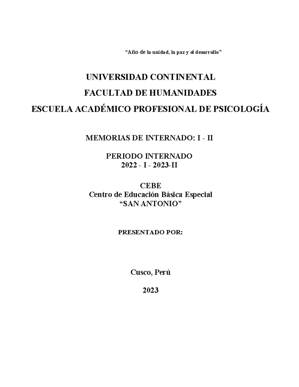 Memorias de Internado CEBE San Antonio 2022-2023: I y II - Document Preview