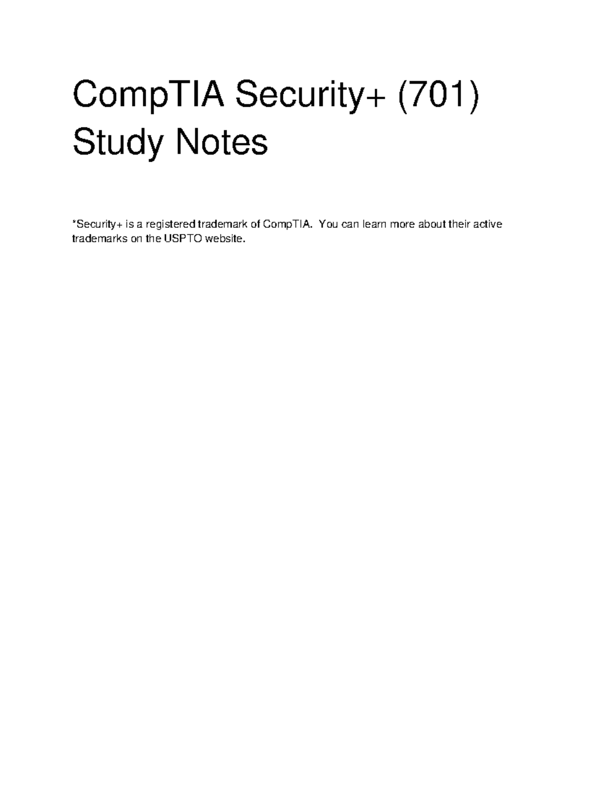 CompTIA Security+ 701 Study Notes: Key Security Concepts & Solutions ...