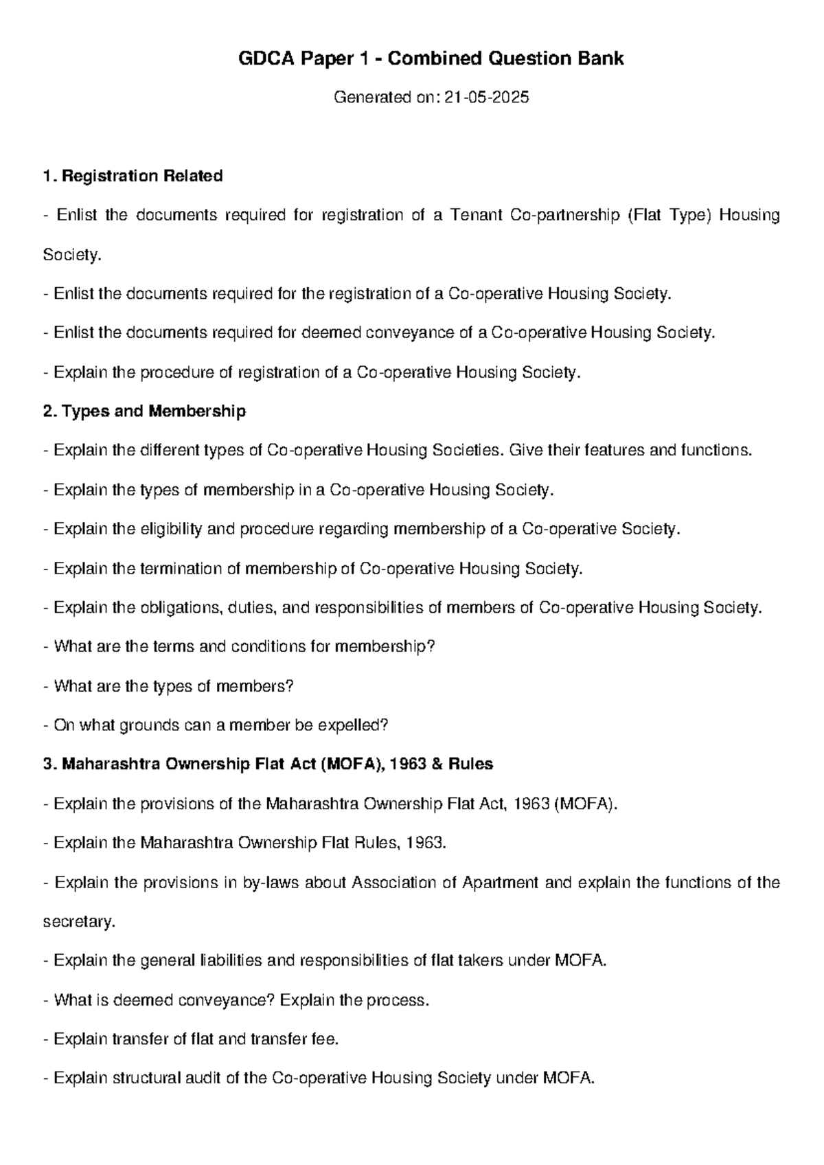 GDCA Paper 1 Combined Questions - GDCA Paper 1 - Combined Question Bank ...