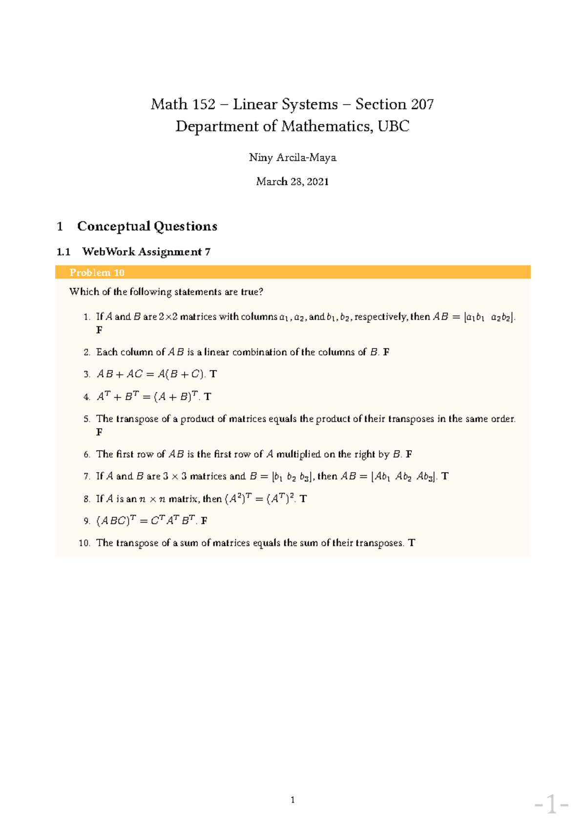 Math 152 Midterm 2 Conceptual Questions Notes on Linear Systems - Studocu