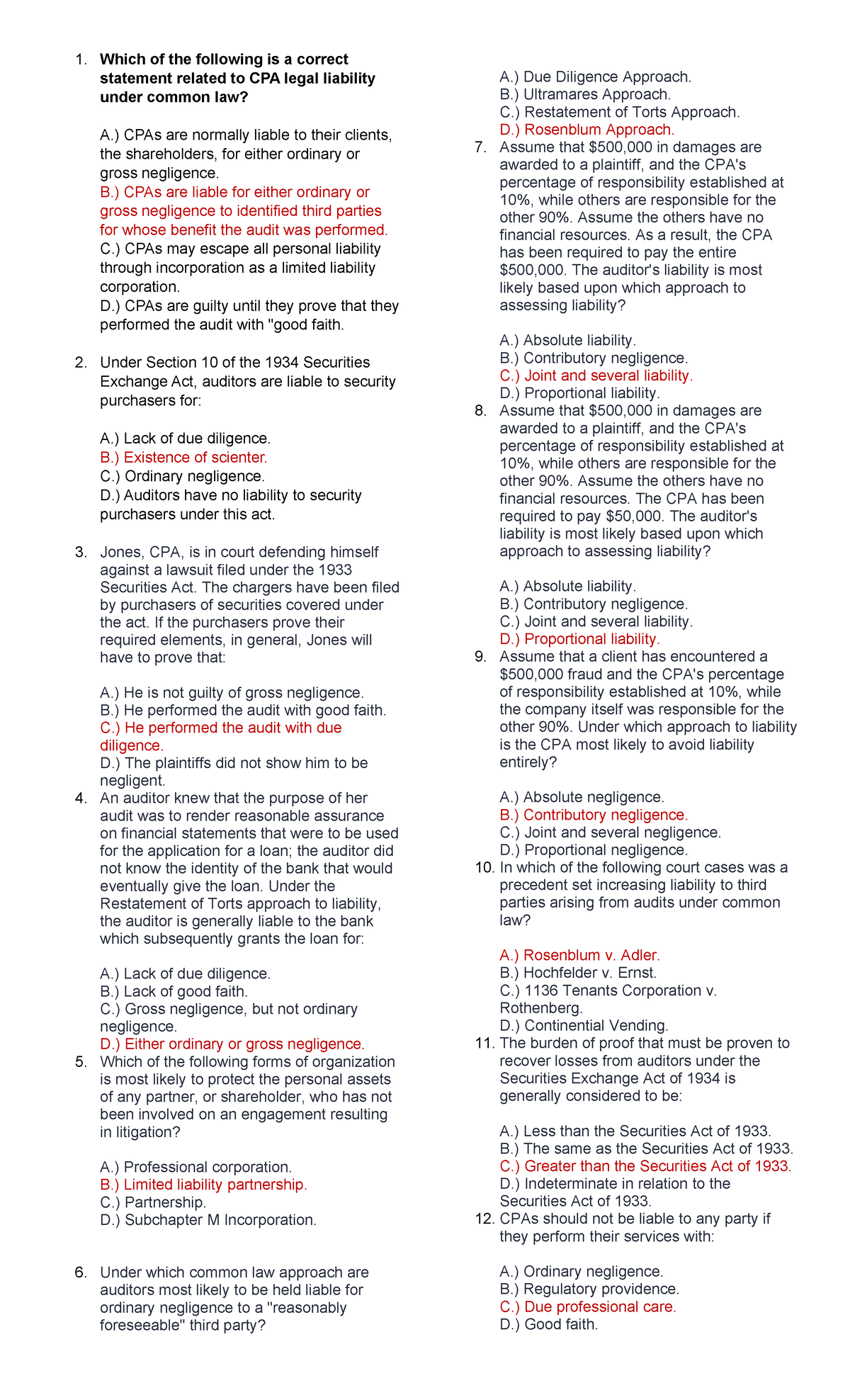 CPA Legal Liability Under Common Law: Key Concepts and Cases - Studocu