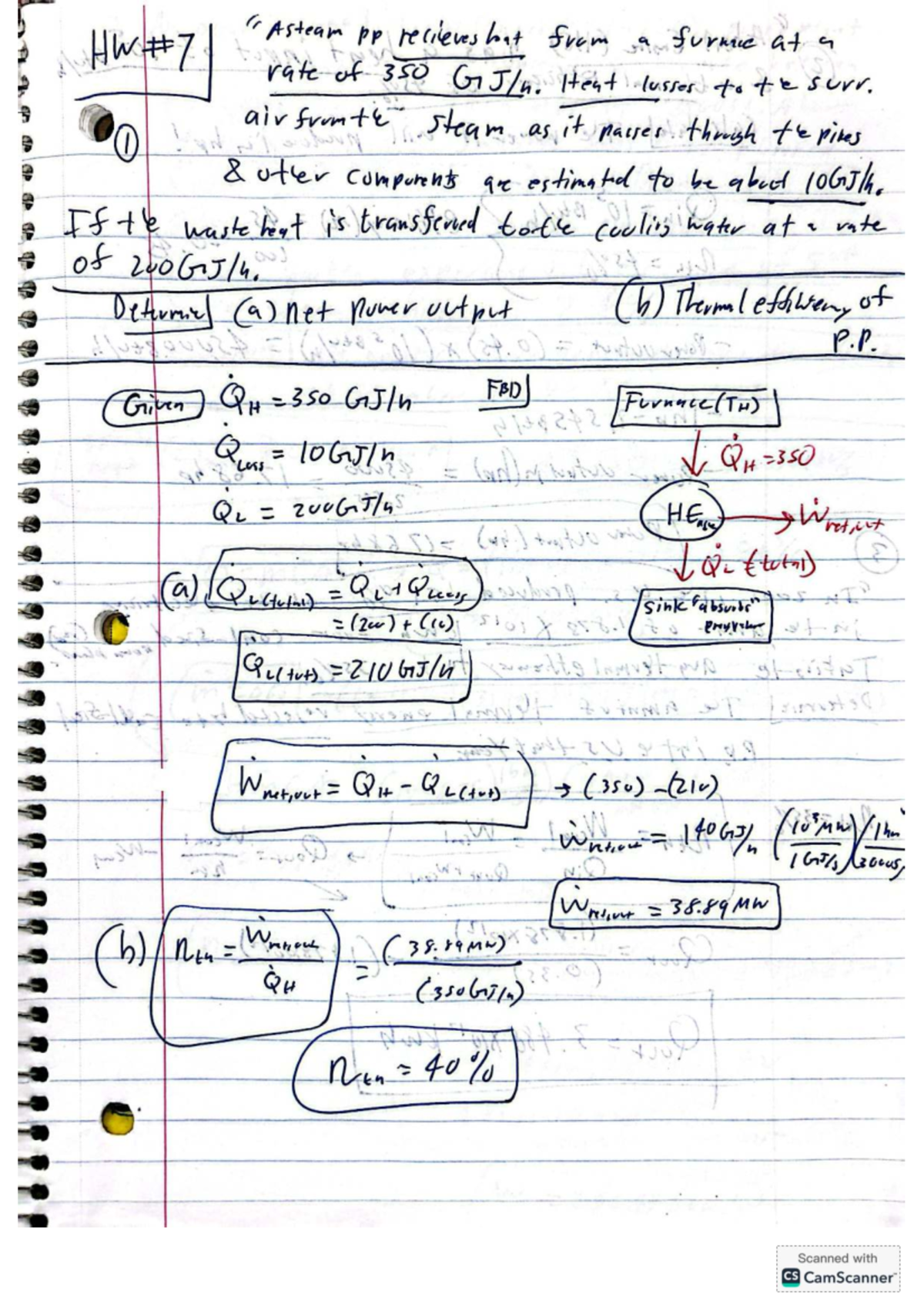 330HW7 - Homework Practice Problems on Heat Transfer and Efficiency ...