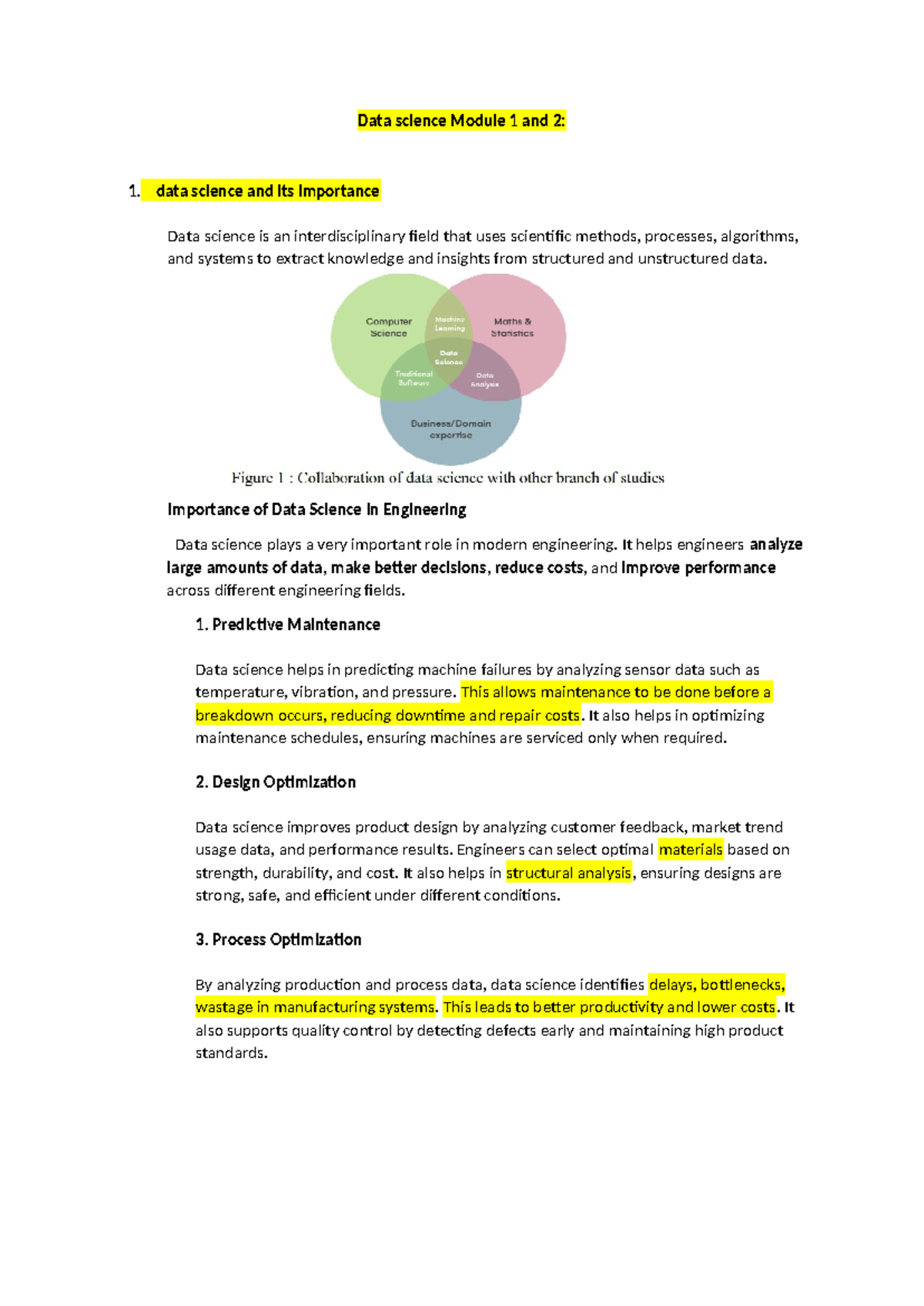 Data Science Module 1 & 2: Importance & Applications in Engineering ...
