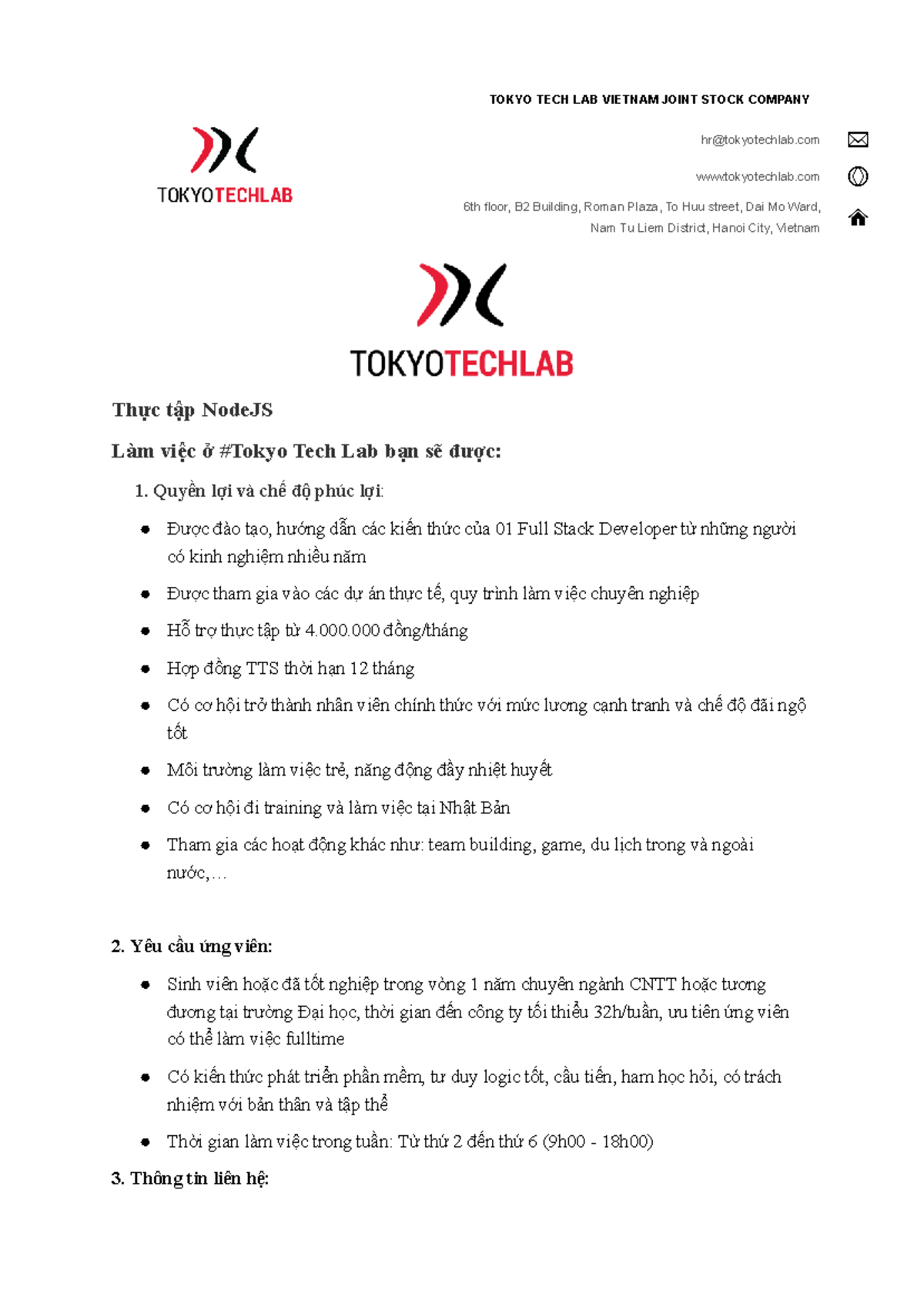 [Tokyo Tech Lab] JD for Full Stack Developer Intern Position - Studocu