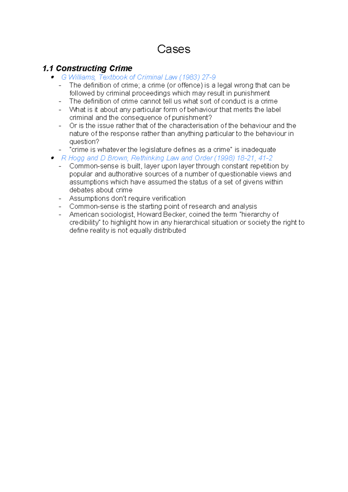 Cases 1.1: Understanding Crime Definitions and Legal Implications - Studocu