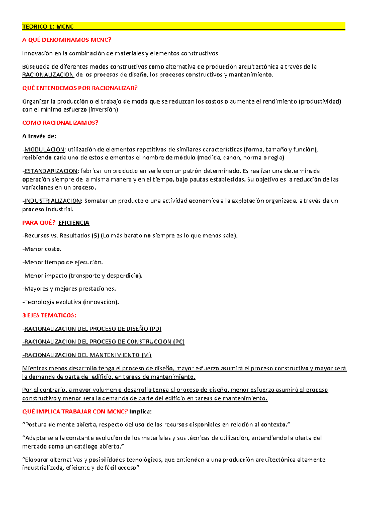 Parcial Construcciones MCNC: Innovación y Racionalización en Materiales - Document Preview