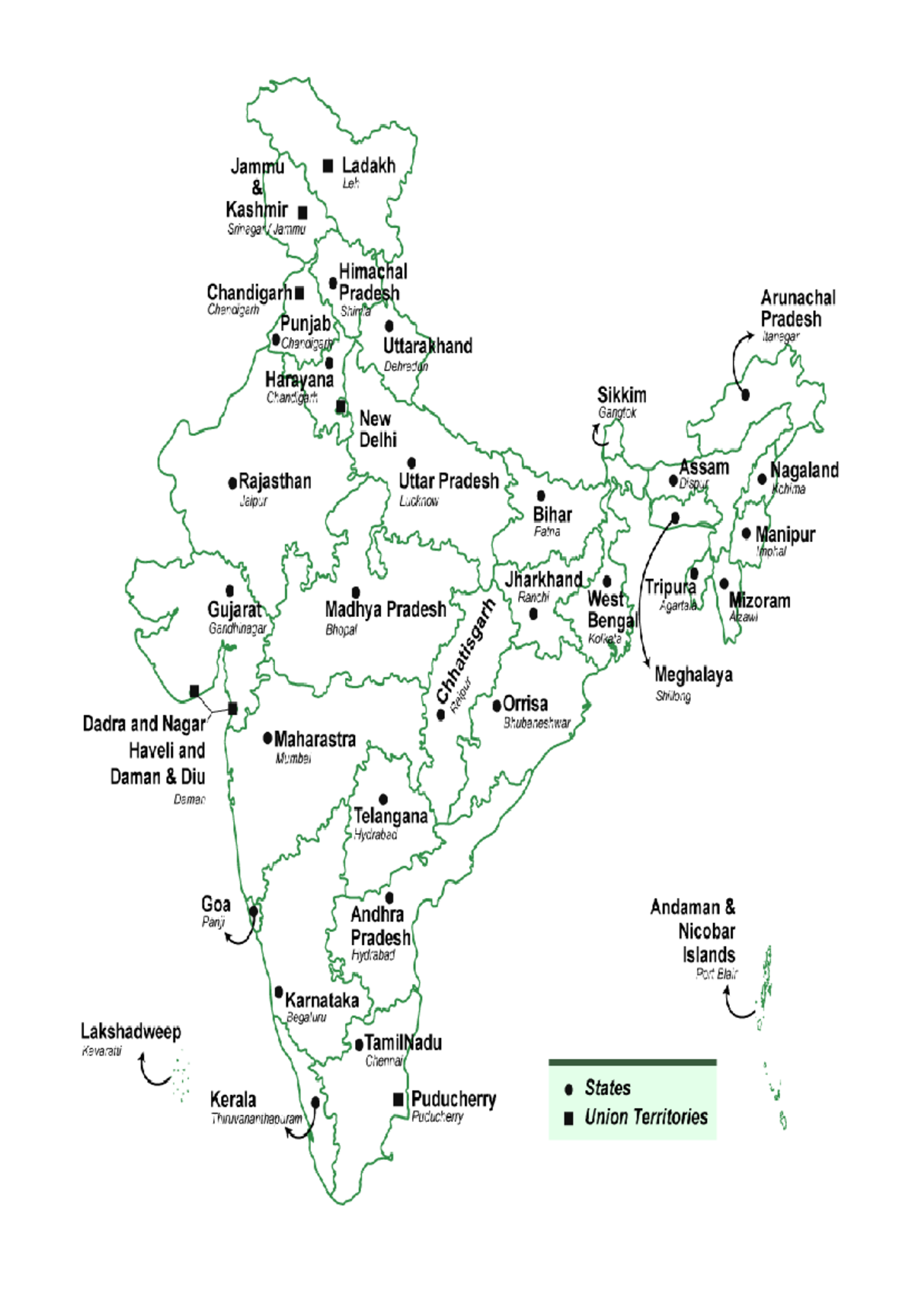 India Political Map Overview: States & Union Territories - Studocu