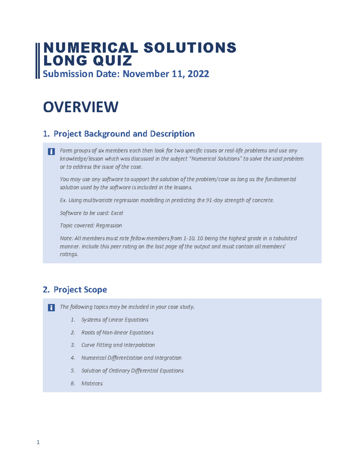 Numsol 2022 long quiz: Numerical solutions case study overview - Studocu