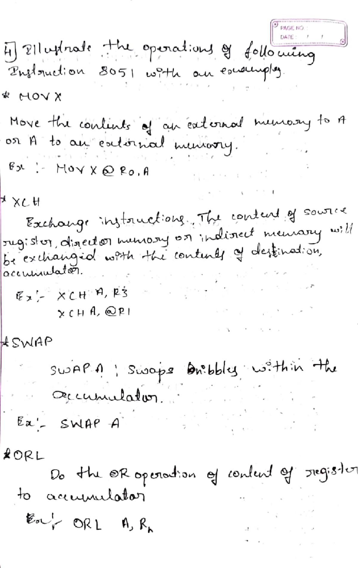 8051 Microcontroller Operations and Programming Notes - ECE 4th Sem ...