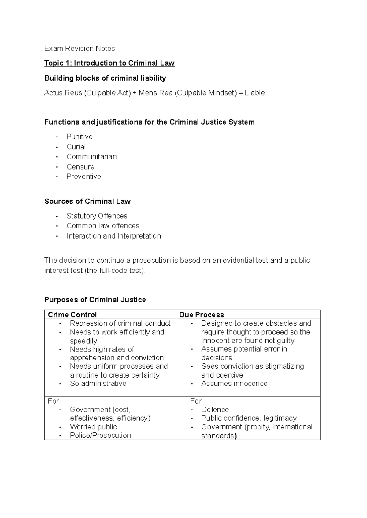 Criminal Law Notes (CL101) - Key Concepts & Homicide Overview - Studocu