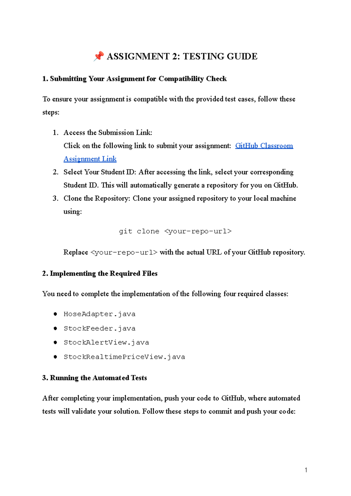 ASSIGNMENT 2: TESTING GUIDE FOR GITHUB SUBMISSION - Studocu