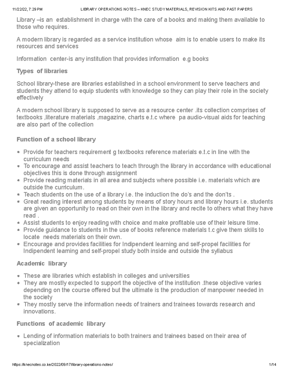 Library Operations Overview: KNEC Study Materials & Revision Notes ...