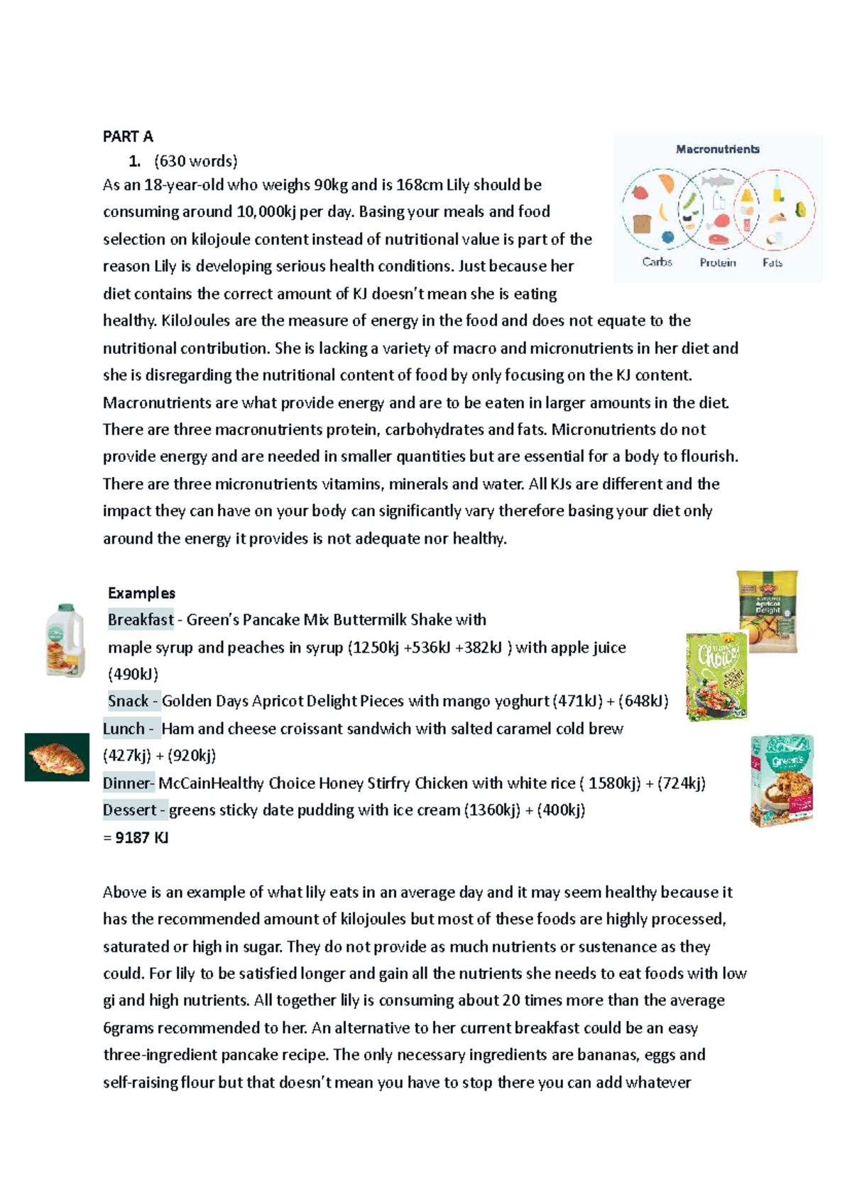 Food Tech 11 Term 1 Q1: Nutritional Analysis & Healthy Alternatives ...