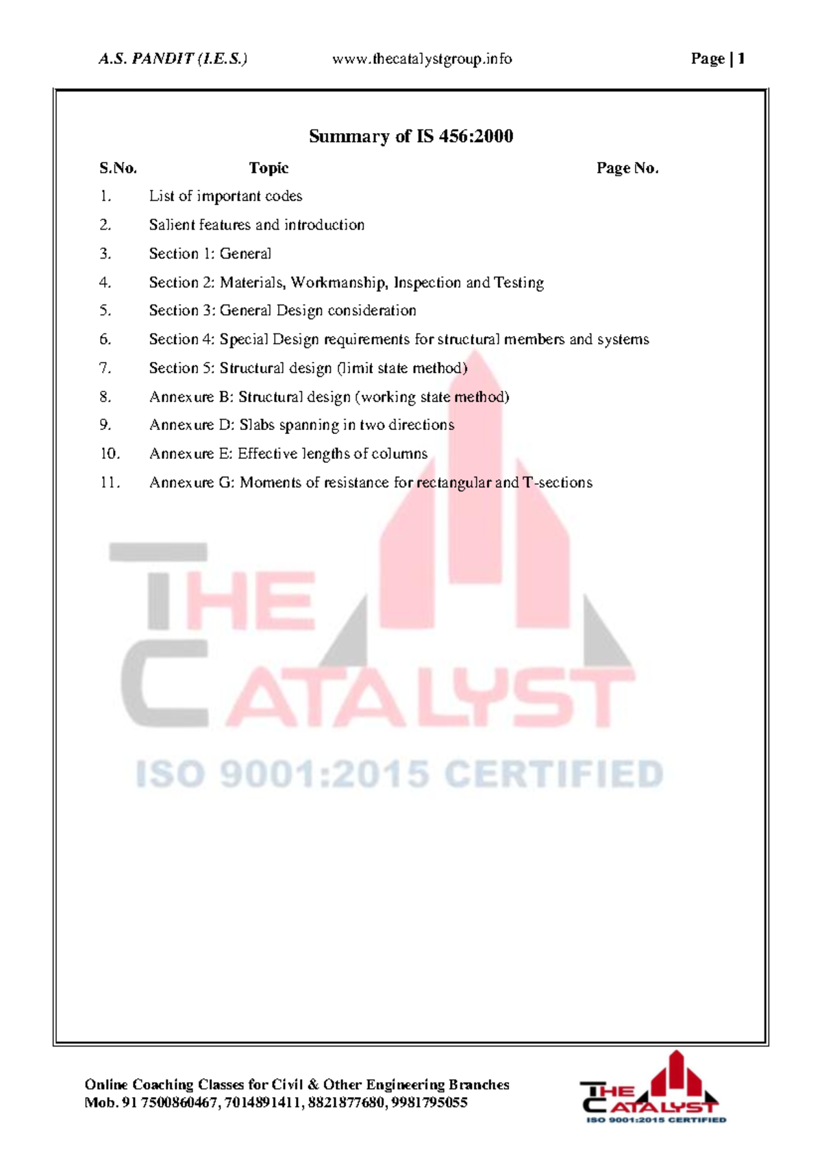 IS 456 Summary Notes for B.Tech Students in Civil Engineering - Studocu
