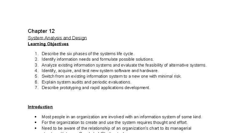 Chapter 12: Systems Analysis and Design Overview - Course Code ...