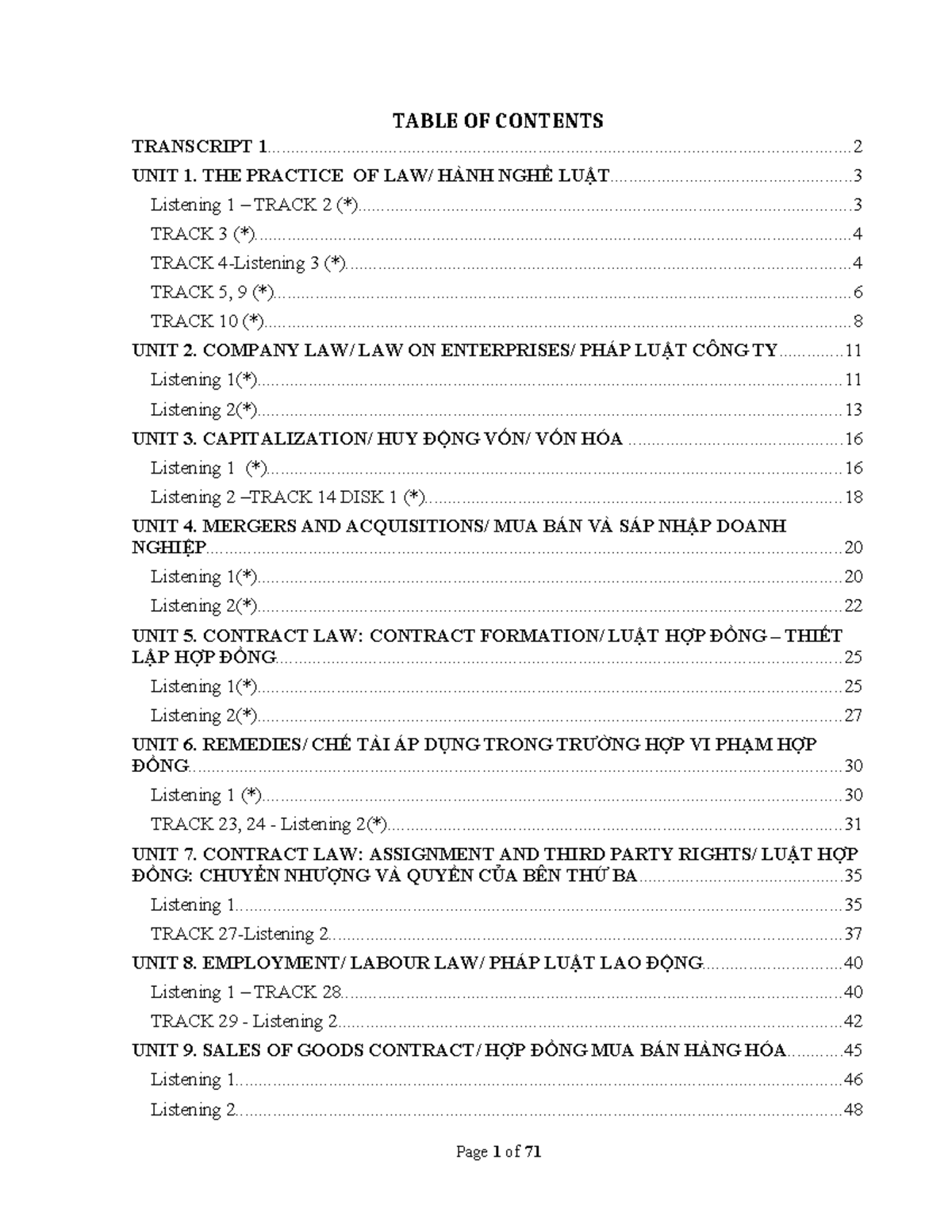 "LAW 101: Comprehensive Transcript of Legal Practice Units and ...