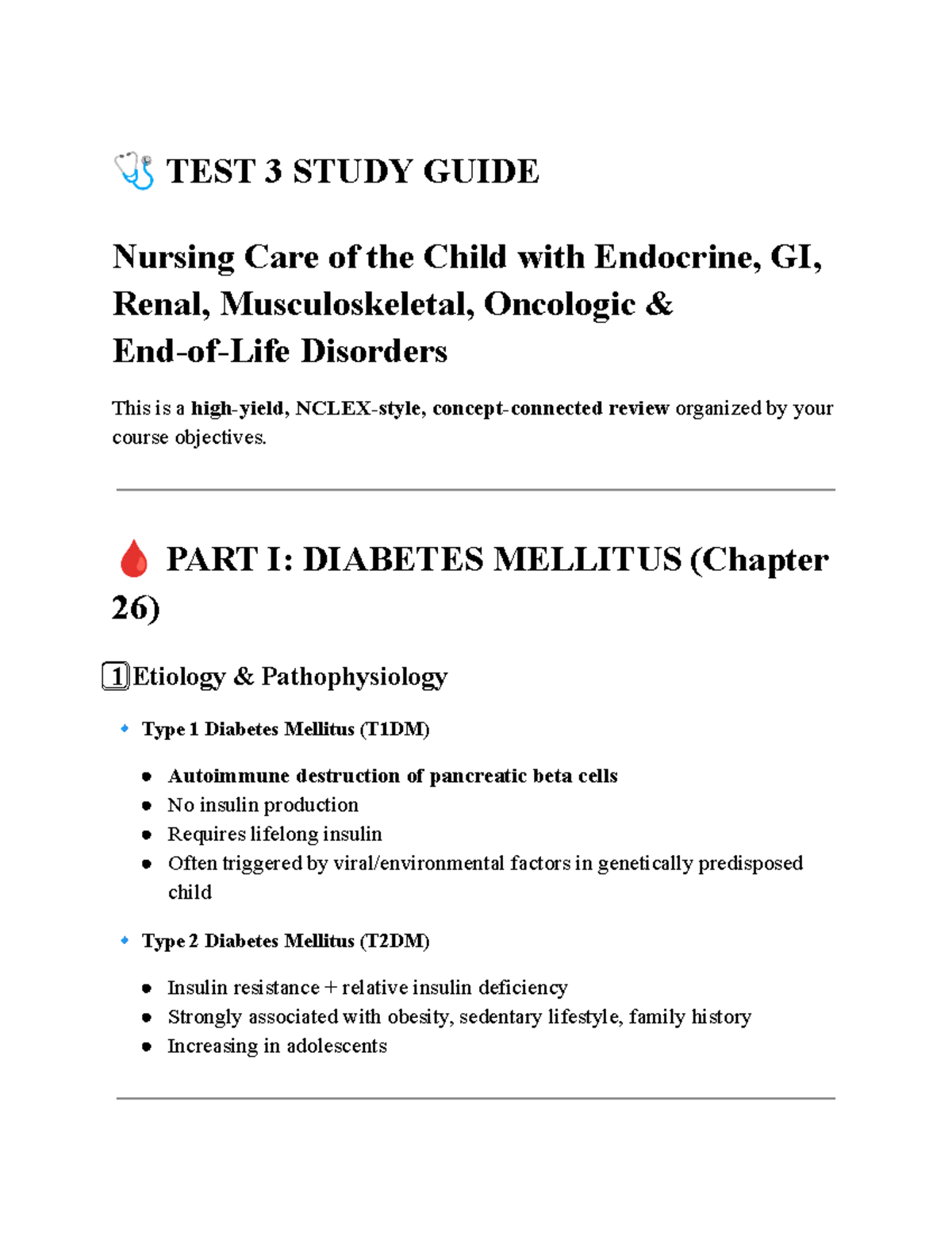 Test 3 Study Guide: Nursing Care of Pediatric Endocrine & GI Disorders ...