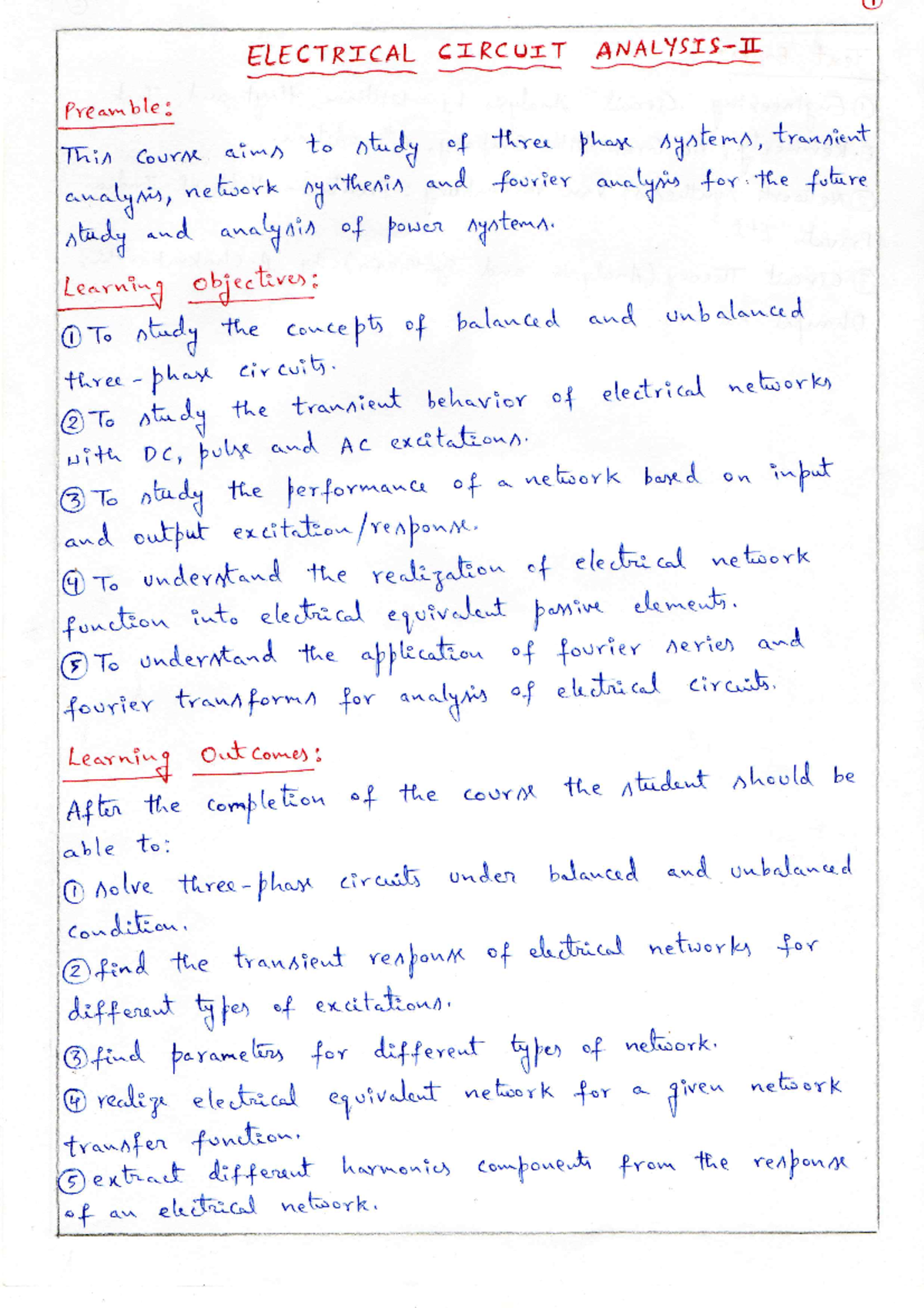 Unit-1 Notes - it is related to circuits - ELECTRICAL CIRCUIT Preamble ...