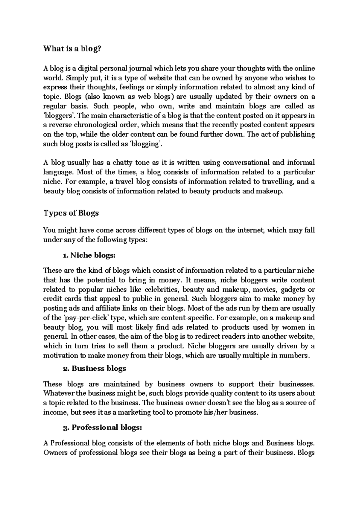 What is a Blog? Understanding Types & Starting Steps - Tech Doc - Studocu