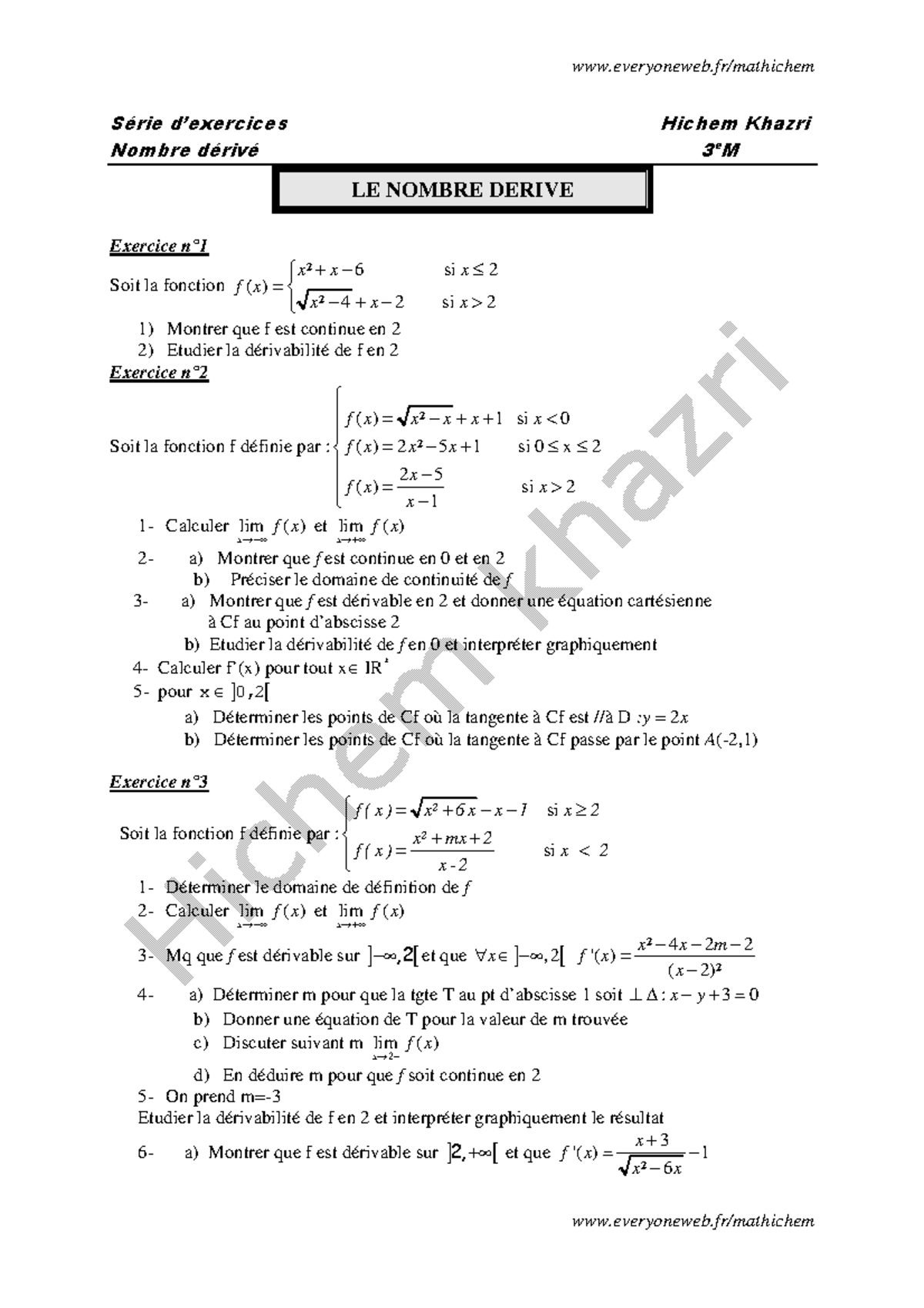 s-rie-d-exercices-math-le-nombre-d-riv-3-me-em-studocu