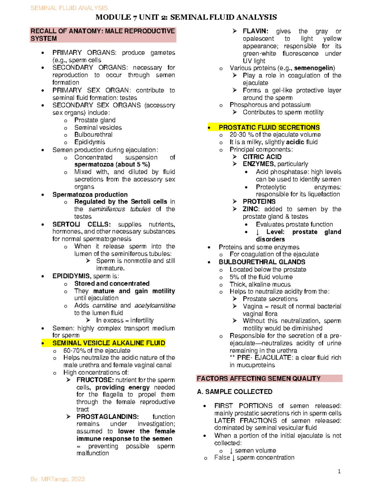 Other Body Fluids Analysis & Automation - Strasinger Study Notes - Studocu