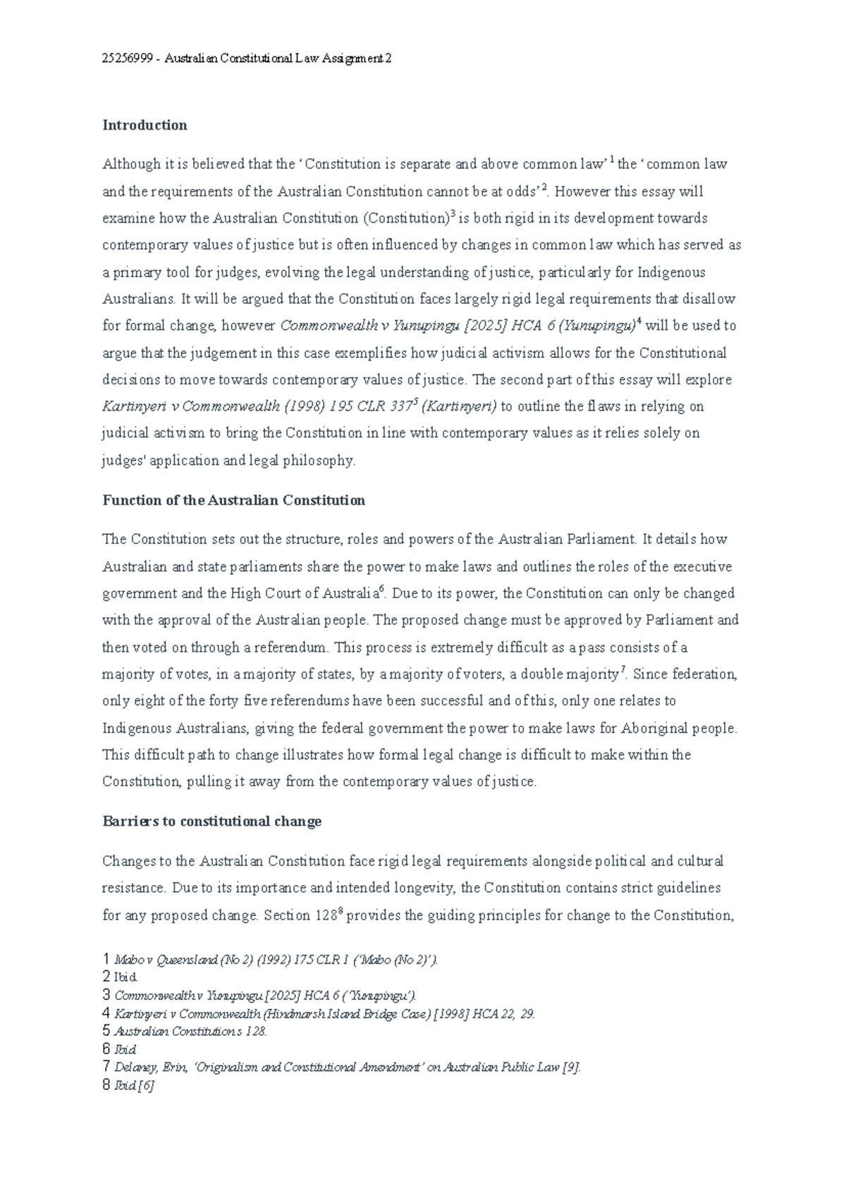 Australian Constitutional Law Assignment 2: Judicial Activism & Justice ...