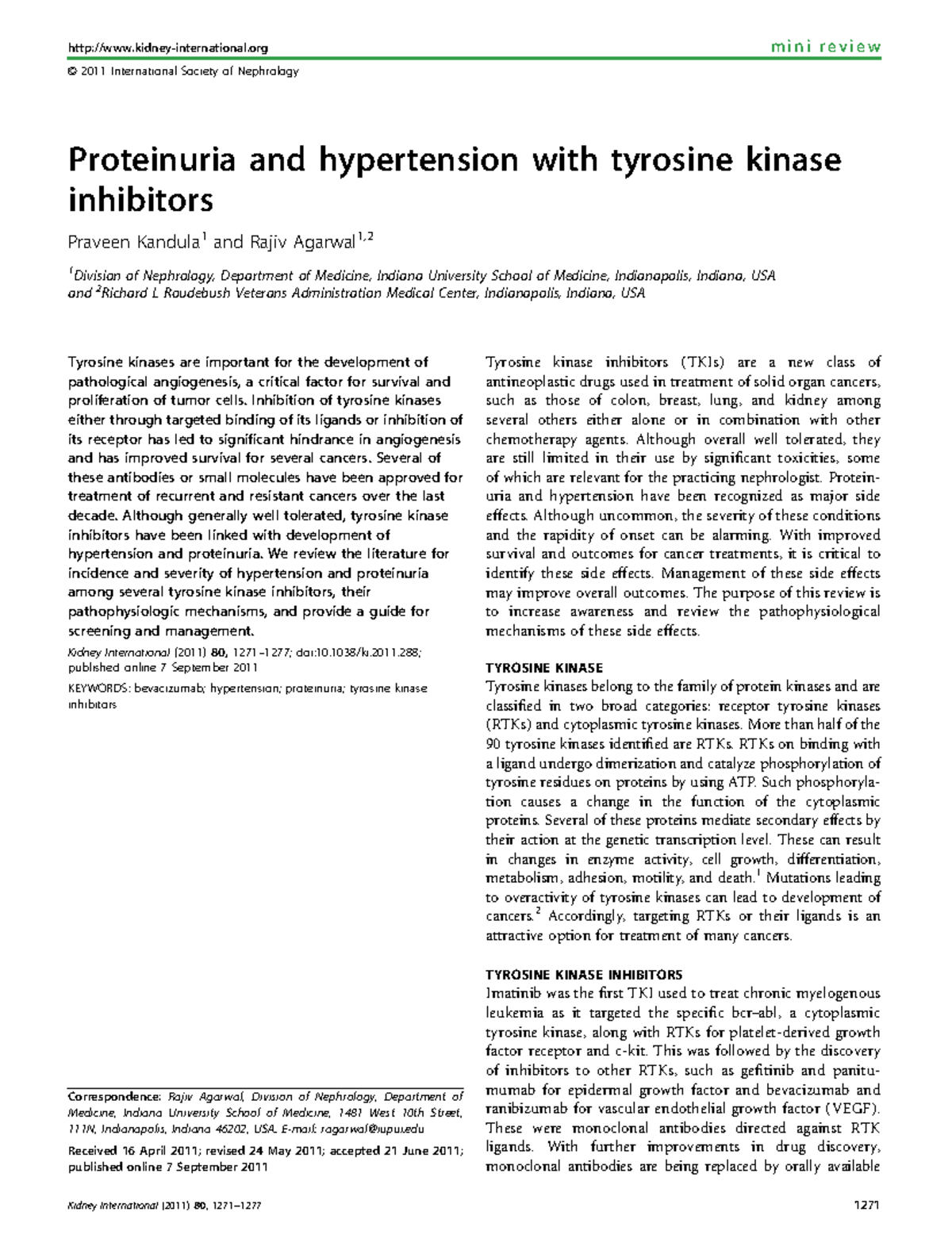 Renal Biopsies and Effects of Tyrosine Kinase Inhibitors (TKIs) - Studocu