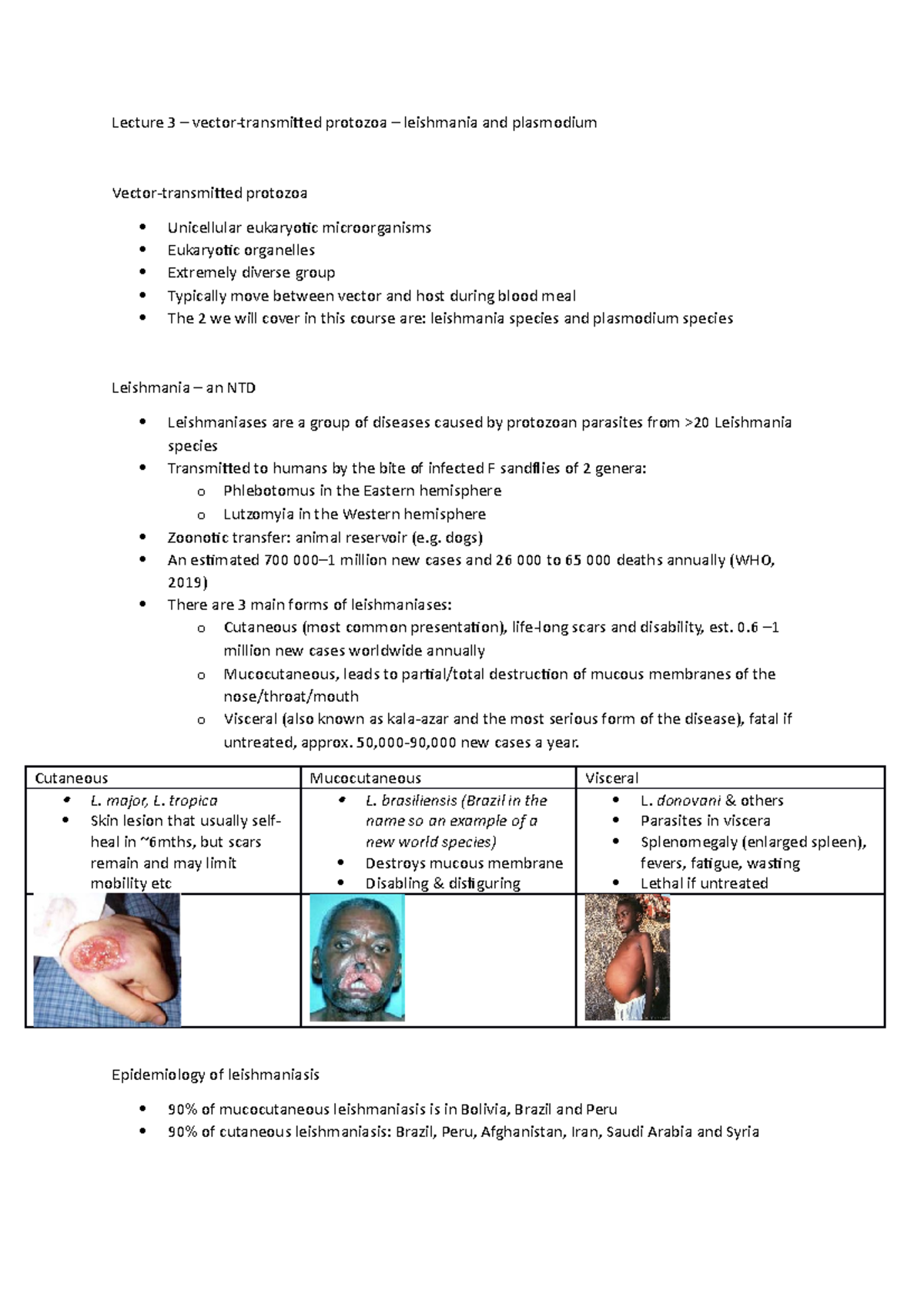 L3 Lecture: Vector-Transmitted Protozoa - Leishmania & Plasmodium ...