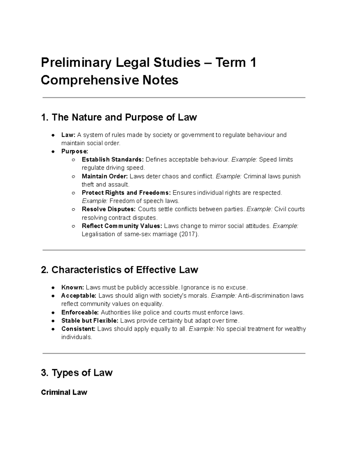 Preliminary Legal Studies Term 2: Intro to Criminal Law Notes - Studocu