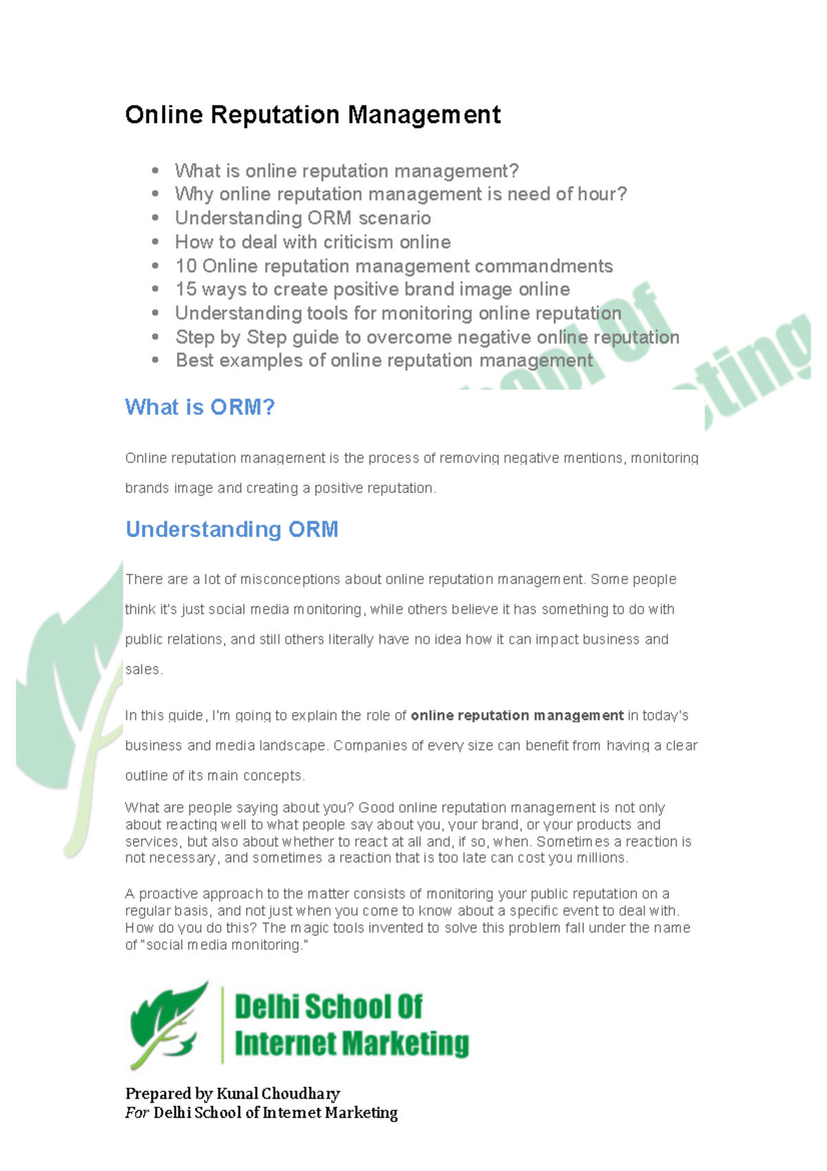 **Effective Online Reputation Management Strategies - DSIM** - Studocu