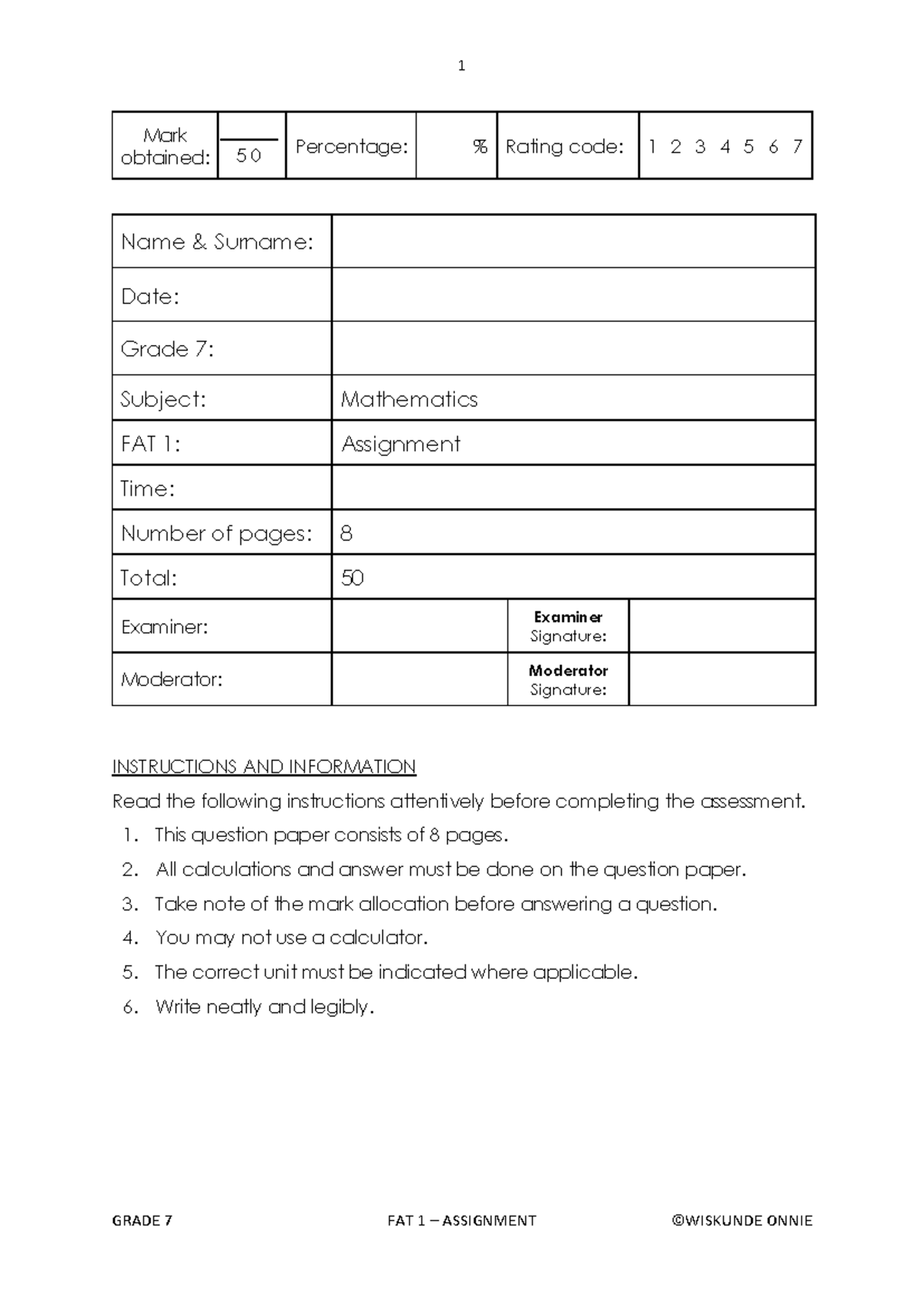 Grade-7-FAT-1-Assignment-k2bztr (1) - Mark obtained: 5 0 Percentage ...