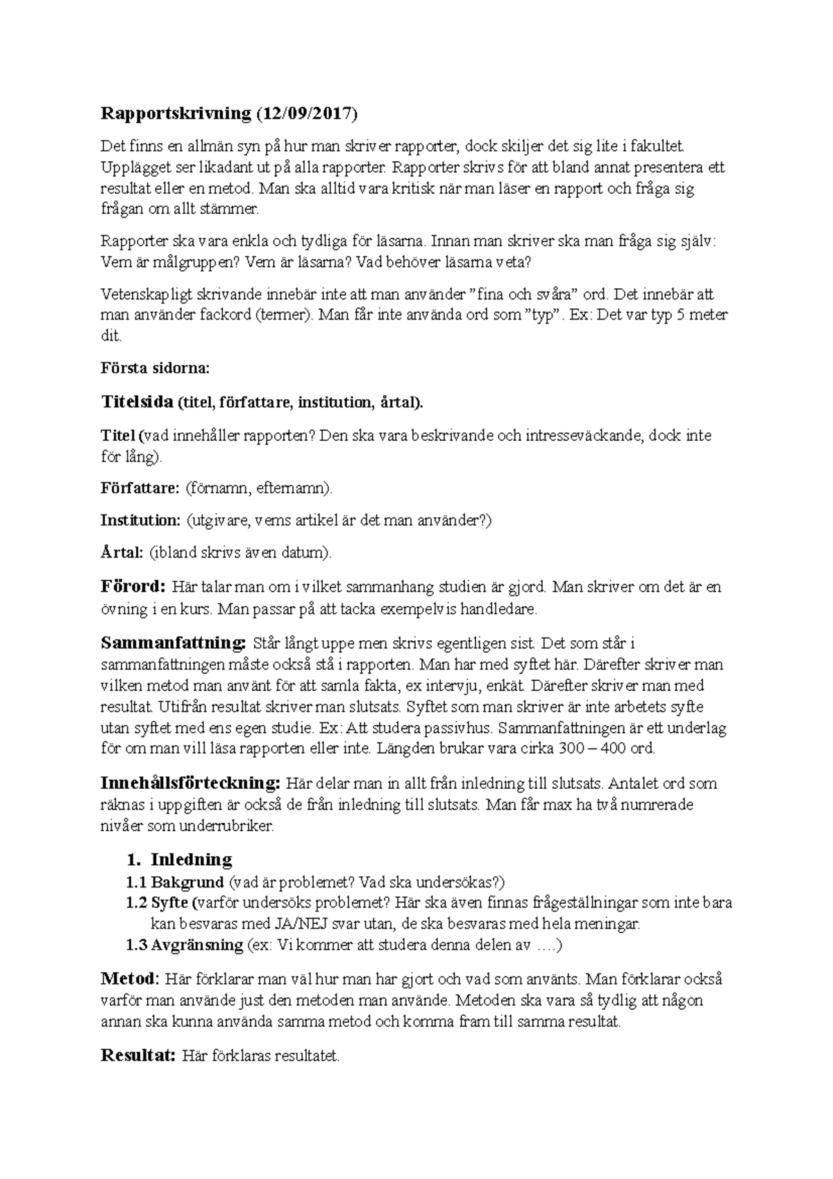 Rapportskrivning: En guide till korrekt rapportstruktur och metodik ...