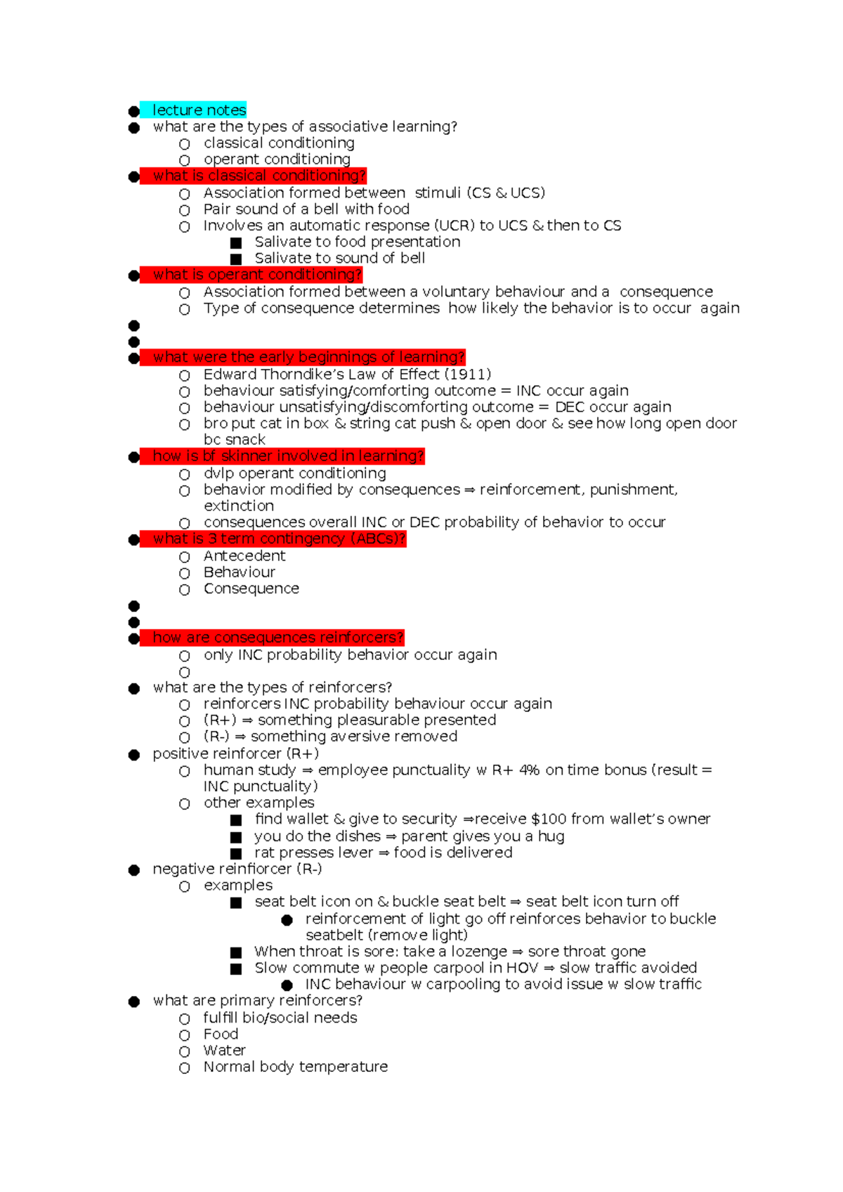 Chapter 7 learning - full lecture note - lecture notes what are the ...
