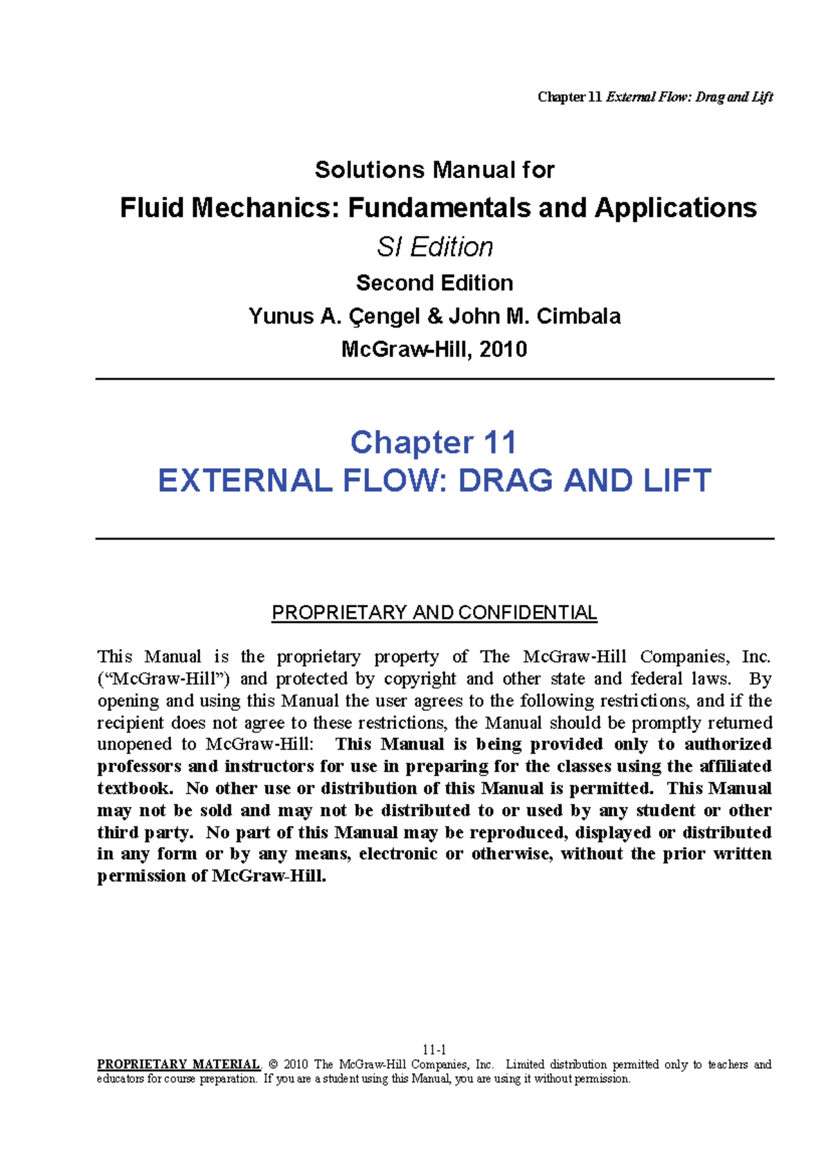 SI FM 2E SM Chap 11 - Fluid Mechanics Solutions for External Flow - Studocu