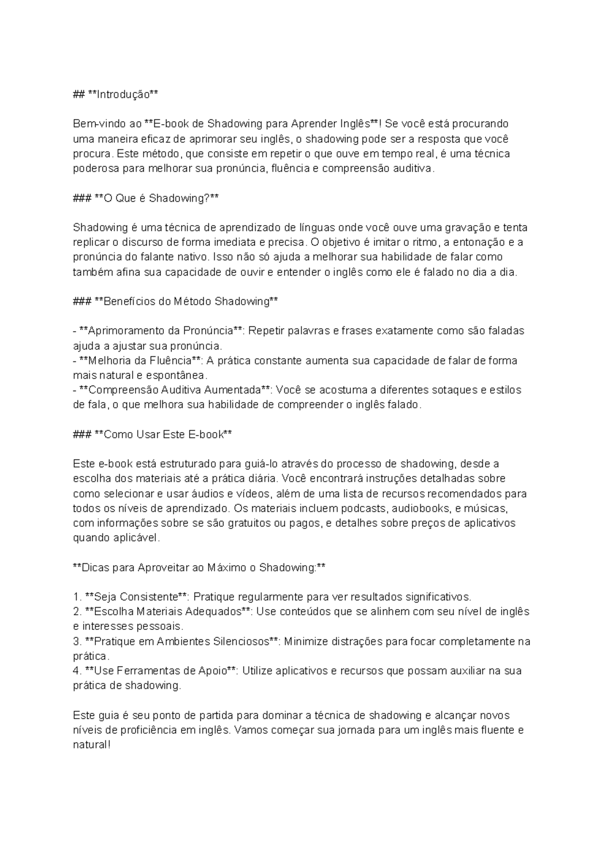 Bônus 2 - Shadowing - Shadow - Introdução Bem-vindo ao E-book de ...