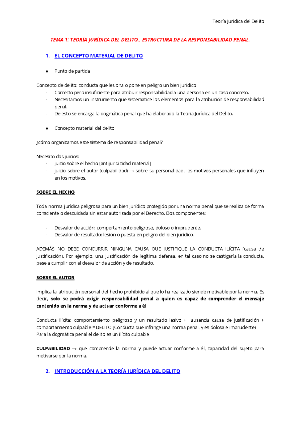 Teoría Jurídica del Delito TEMA 1: Estructura y Responsabilidad Penal ...