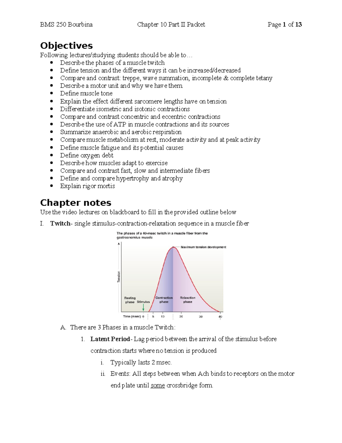 BMS 250 Lecture Notes: Muscle Physiology & Metabolism Overview - Studocu