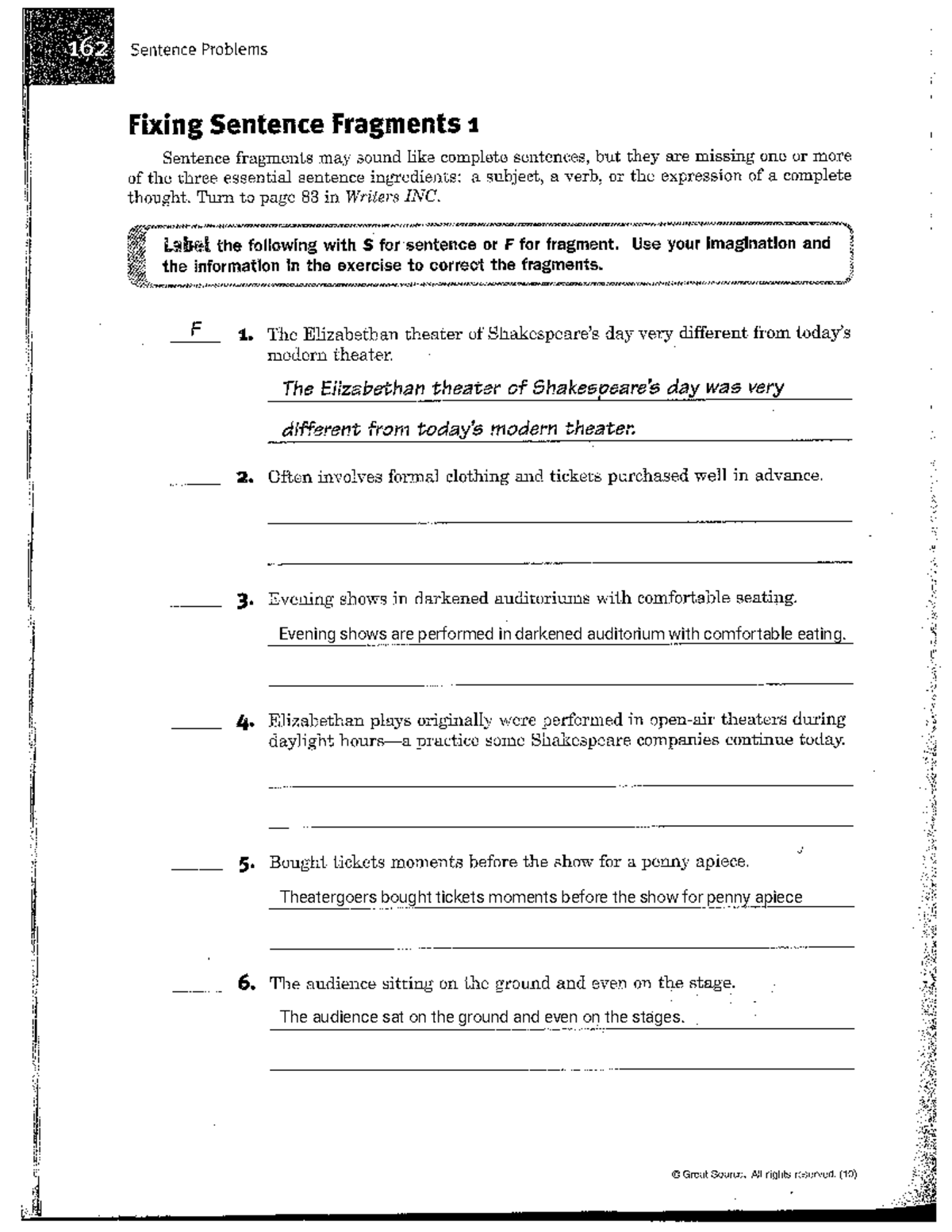 162 Sentence Problems: Fixing Sentence Fragments and Corrections - Studocu