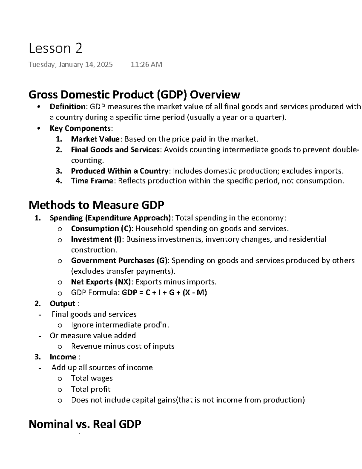Lesson 2 - I don't knowI - Gross Domestic Product (GDP) Overview ...